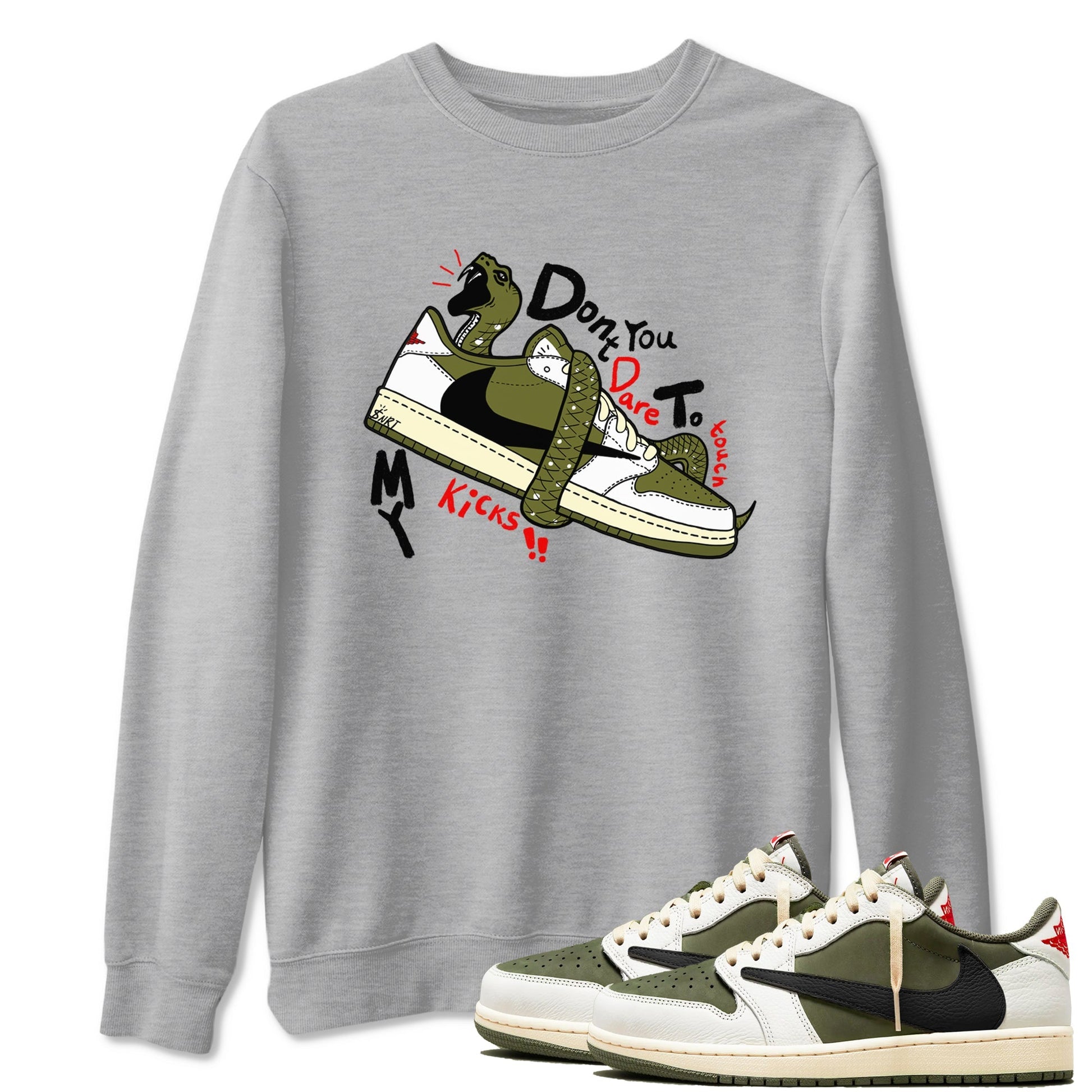 Don't Touch My Kicks Sneaker Tees - Air Jordan 1 Travis Scott Medium Olive