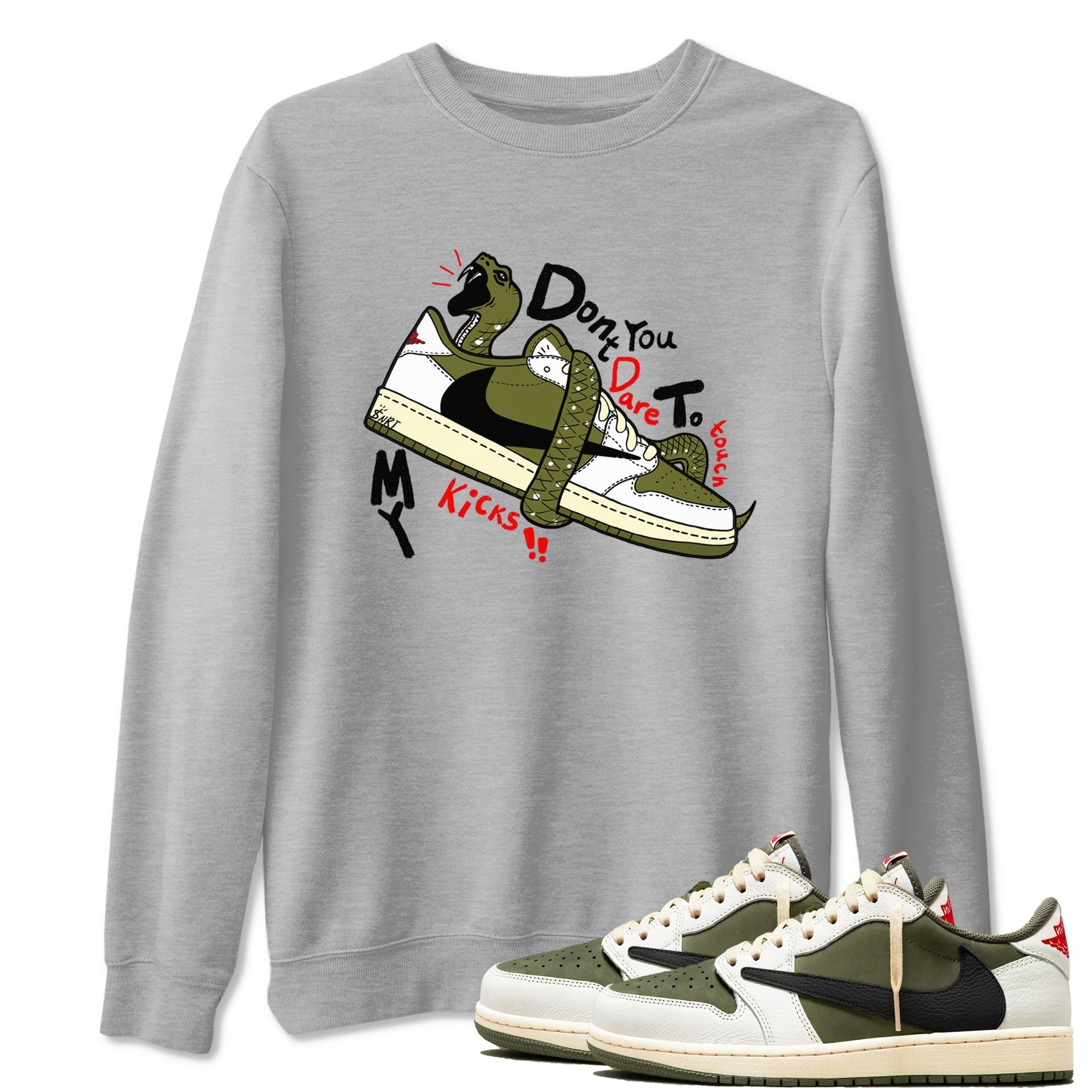 Don't Touch My Kicks Sneaker Tees - Air Jordan 1 Travis Scott Medium Olive
