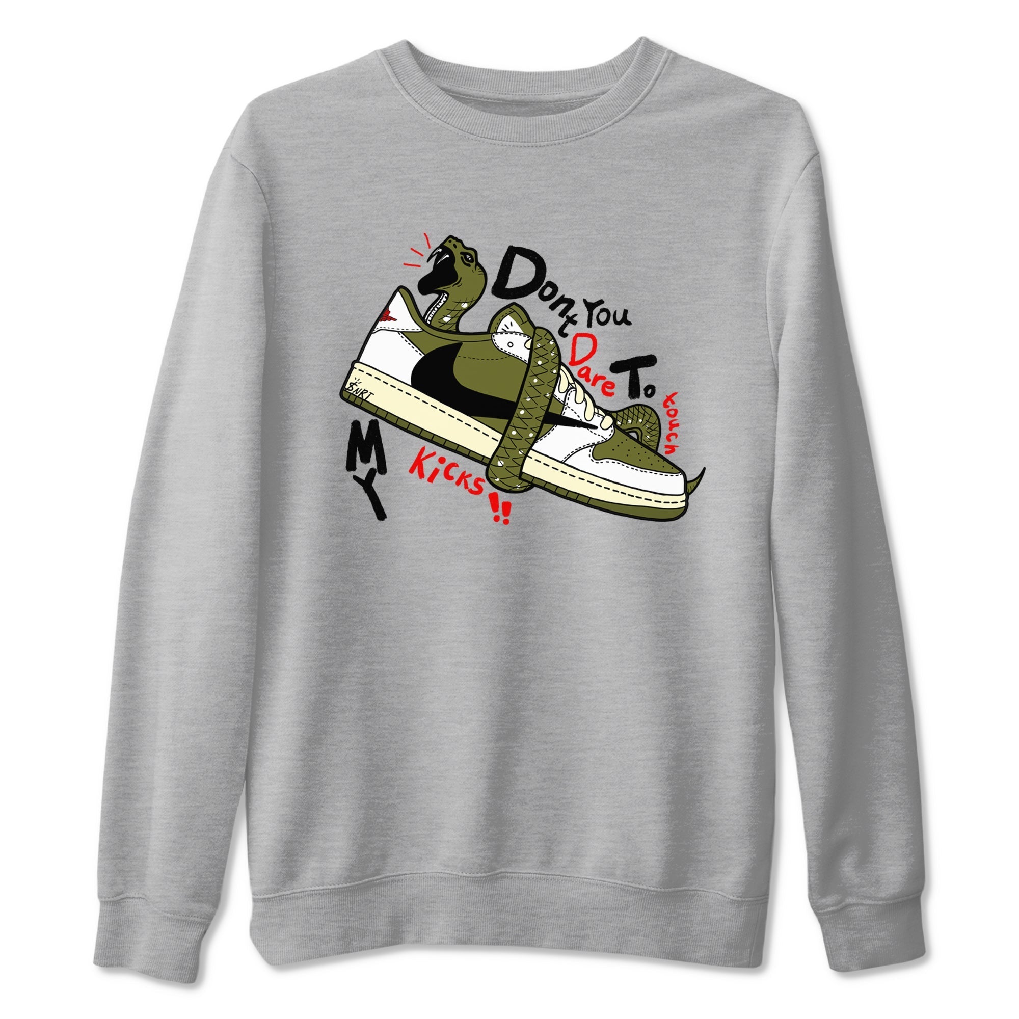 Don't Touch My Kicks Sneaker Tees - Air Jordan 1 Travis Scott Medium Olive