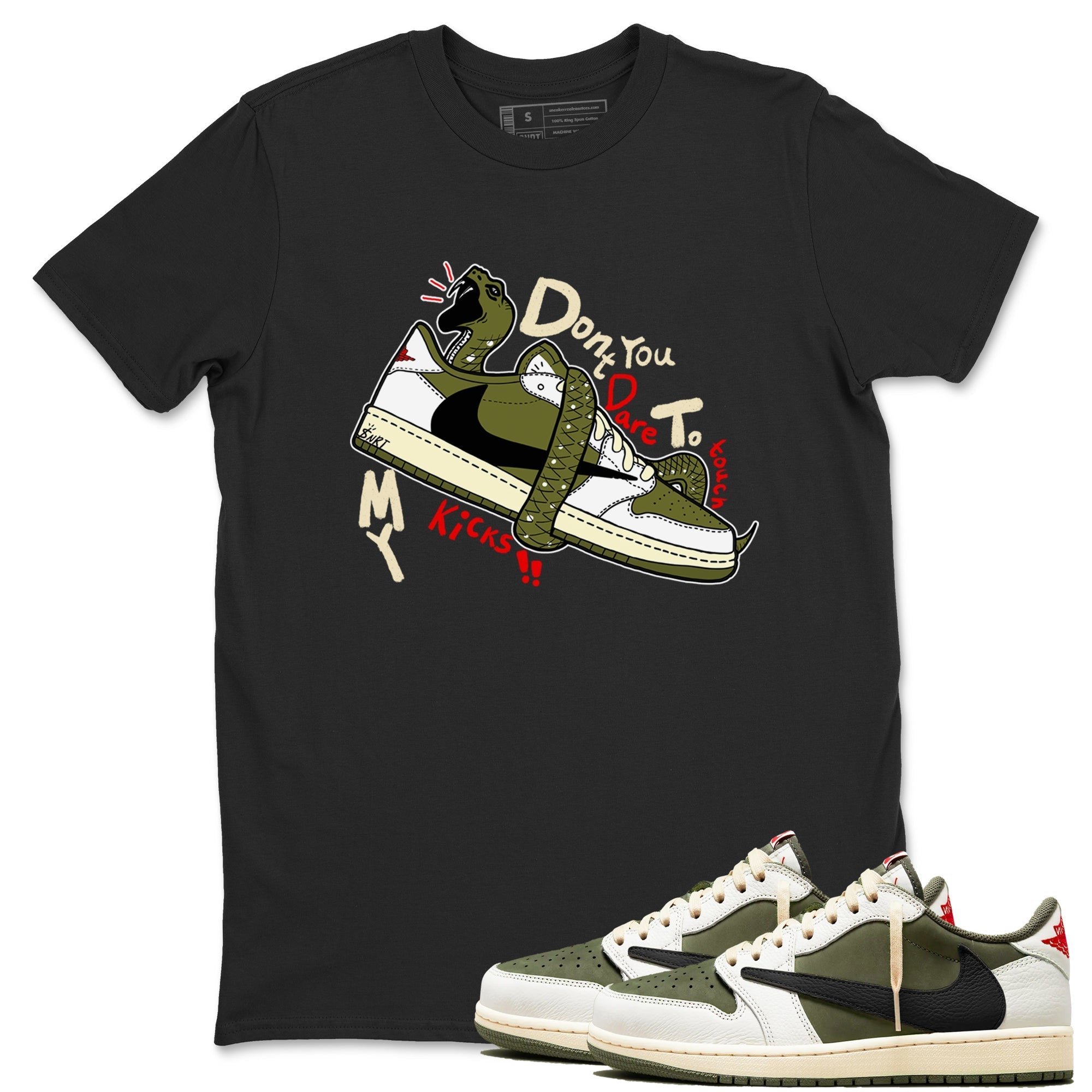 Don't Touch My Kicks Sneaker Tees - Air Jordan 1 Travis Scott Medium Olive