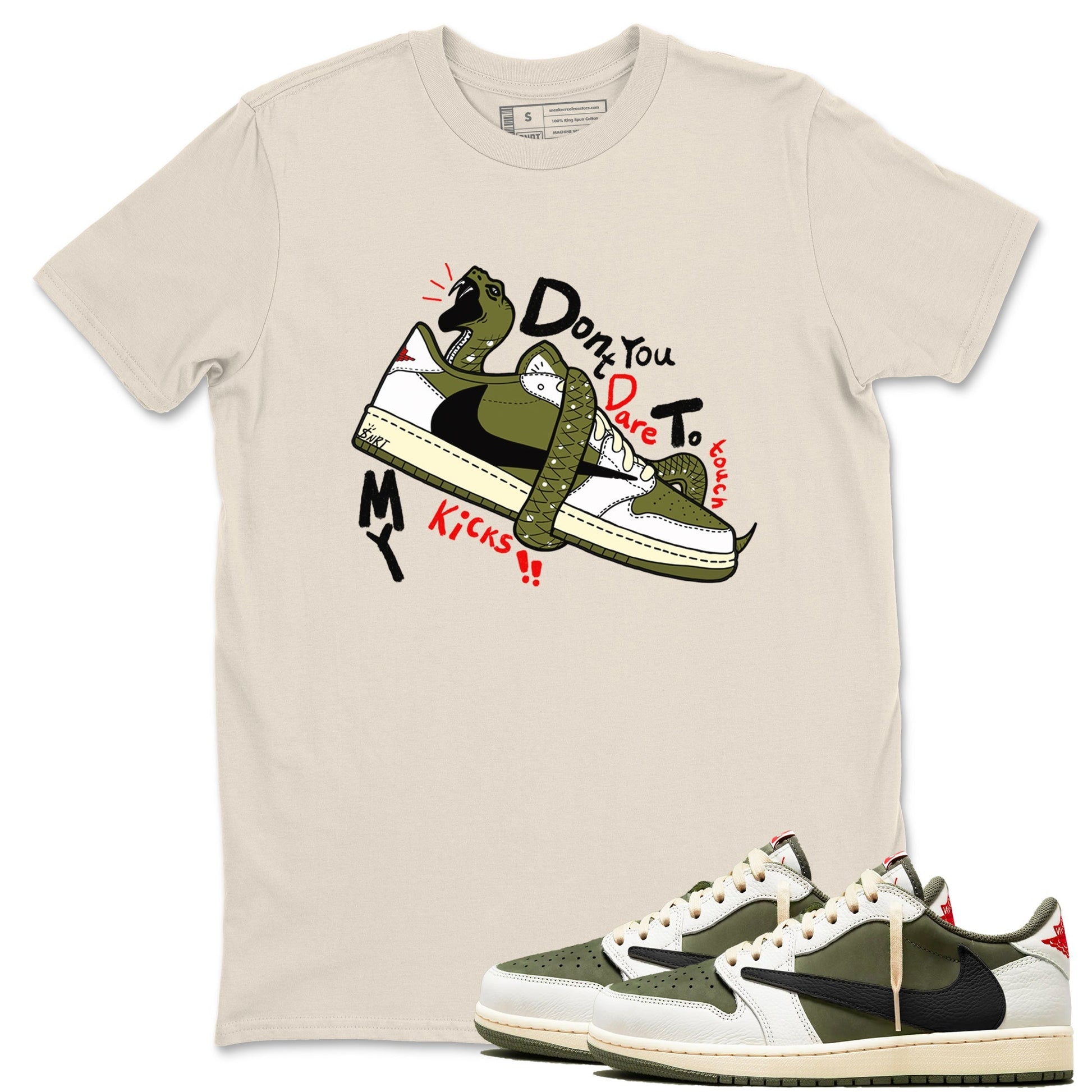 Don't Touch My Kicks Sneaker Tees - Air Jordan 1 Travis Scott Medium Olive