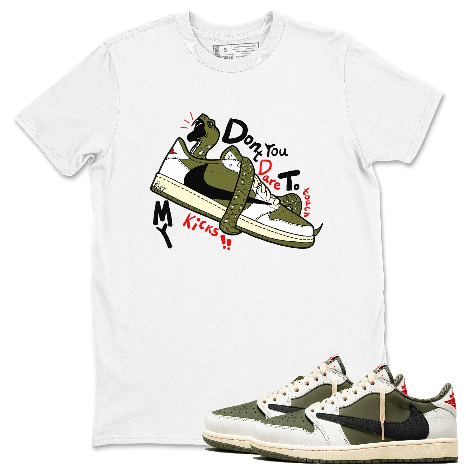 Don't Touch My Kicks Sneaker Tees - Air Jordan 1 Travis Scott Medium Olive