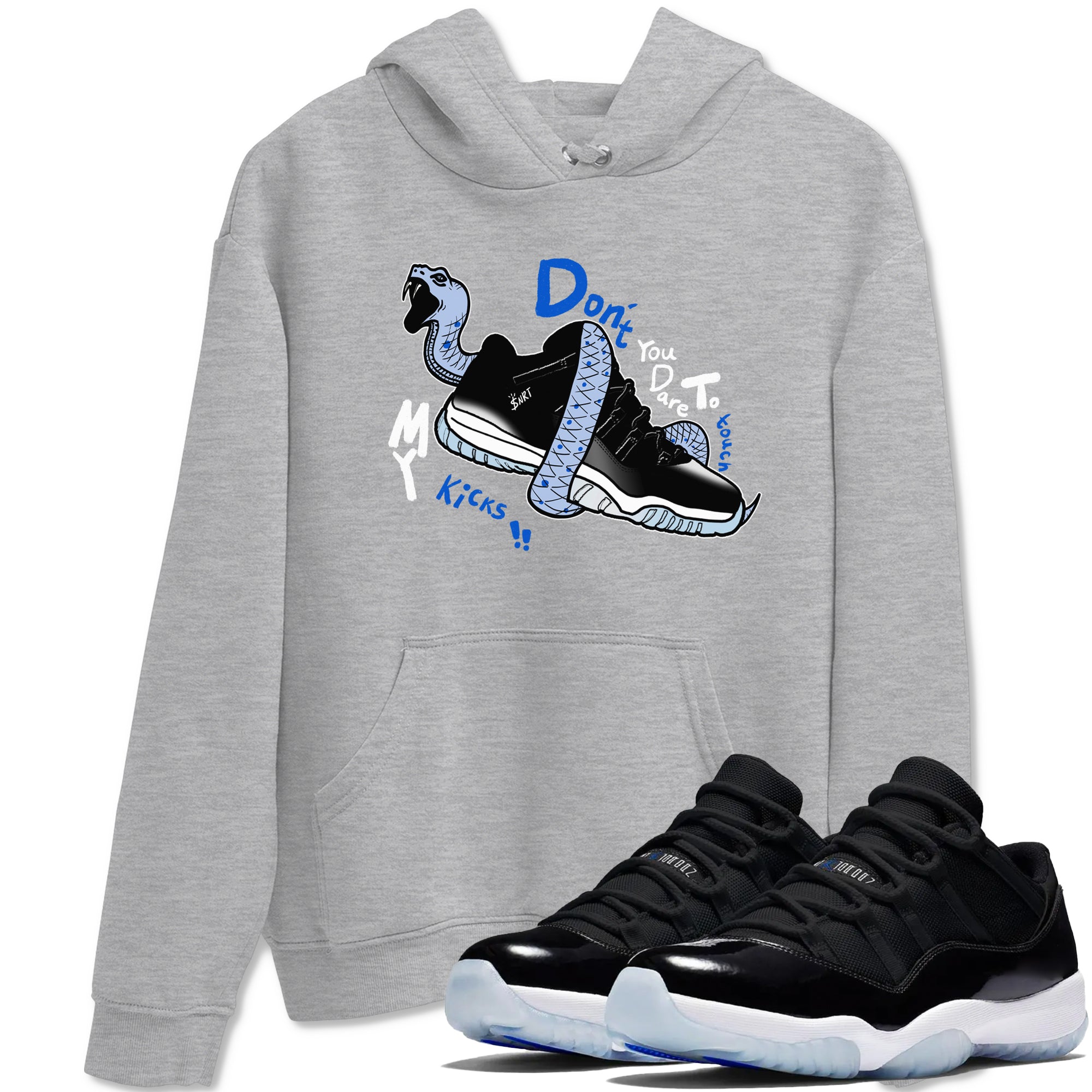 Don't Touch My Kicks Sneaker Tees - Air Jordan 11 Black and Varsity Royal