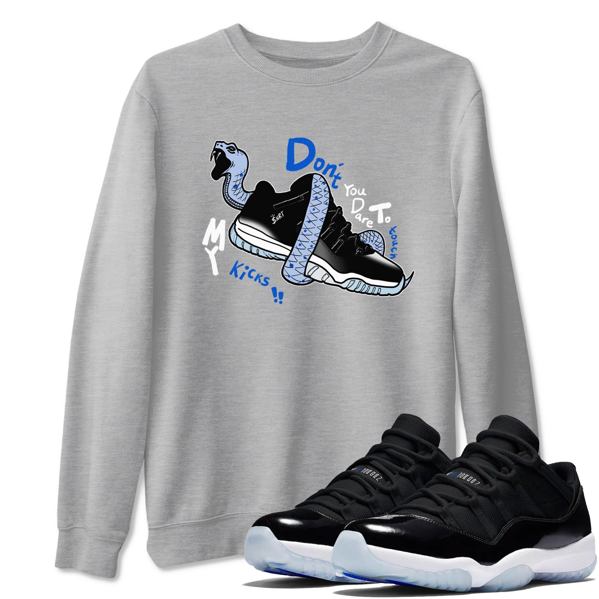 Don't Touch My Kicks Sneaker Tees - Air Jordan 11 Black and Varsity Royal