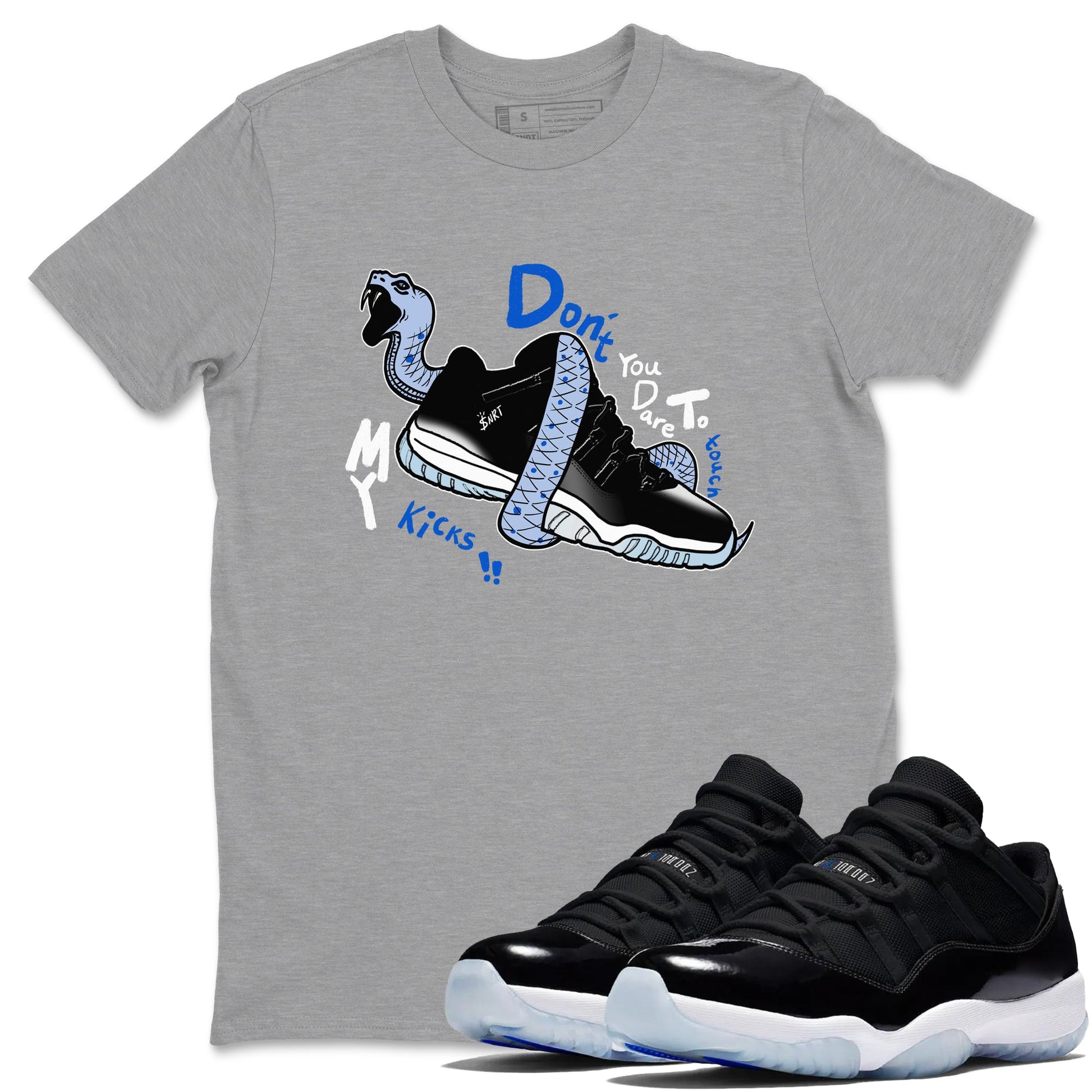 Don't Touch My Kicks Sneaker Tees - Air Jordan 11 Black and Varsity Royal