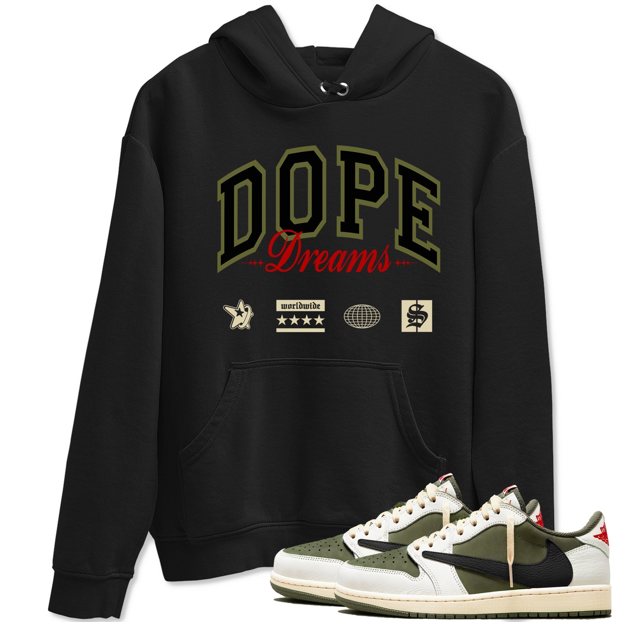 Dope Dreams Sneaker Tees - Air Jordan 1 Travis Scott Medium Olive