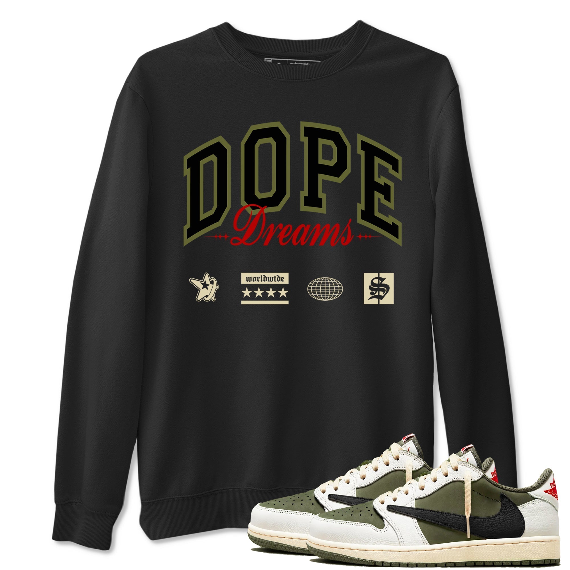 Dope Dreams Sneaker Tees - Air Jordan 1 Travis Scott Medium Olive