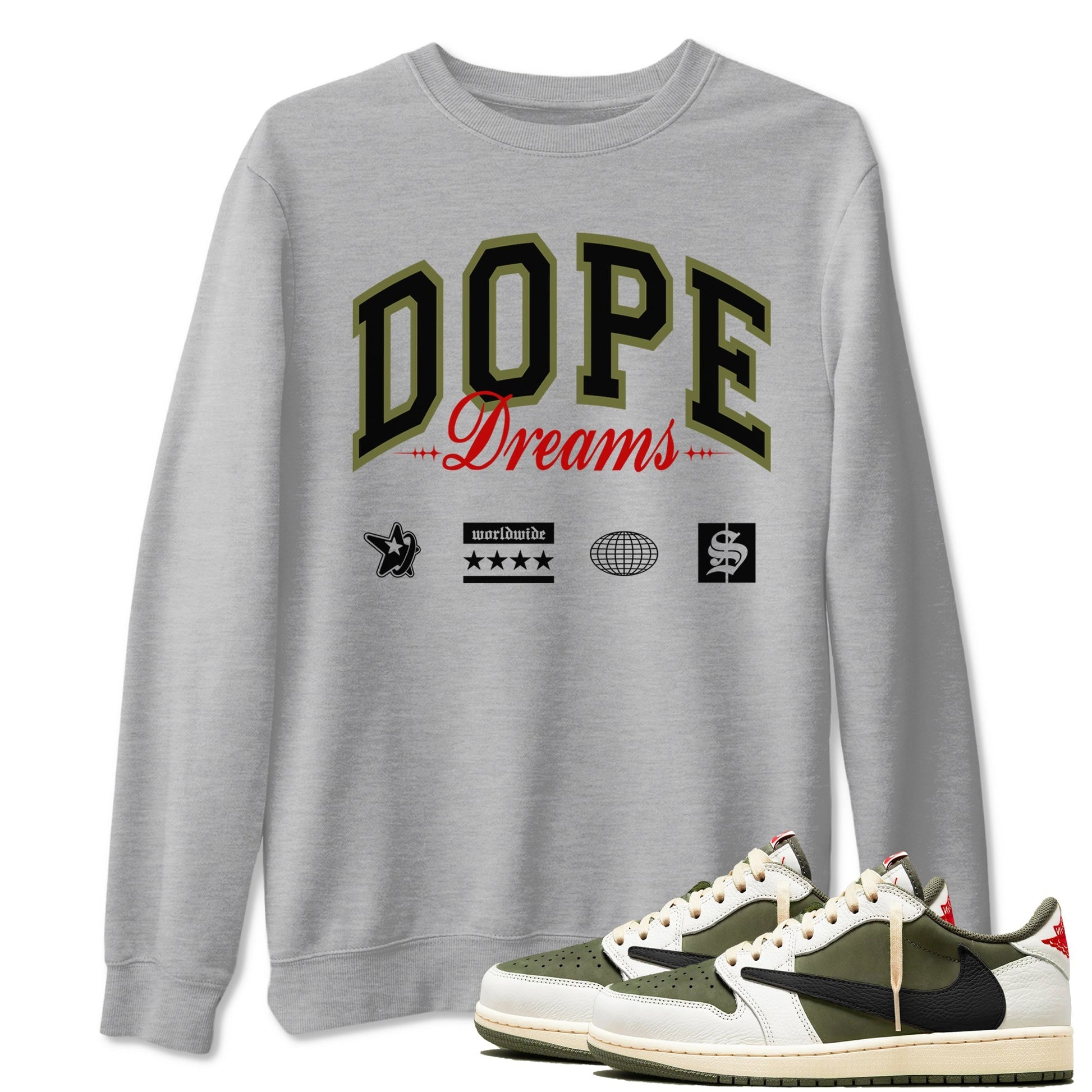 Dope Dreams Sneaker Tees - Air Jordan 1 Travis Scott Medium Olive