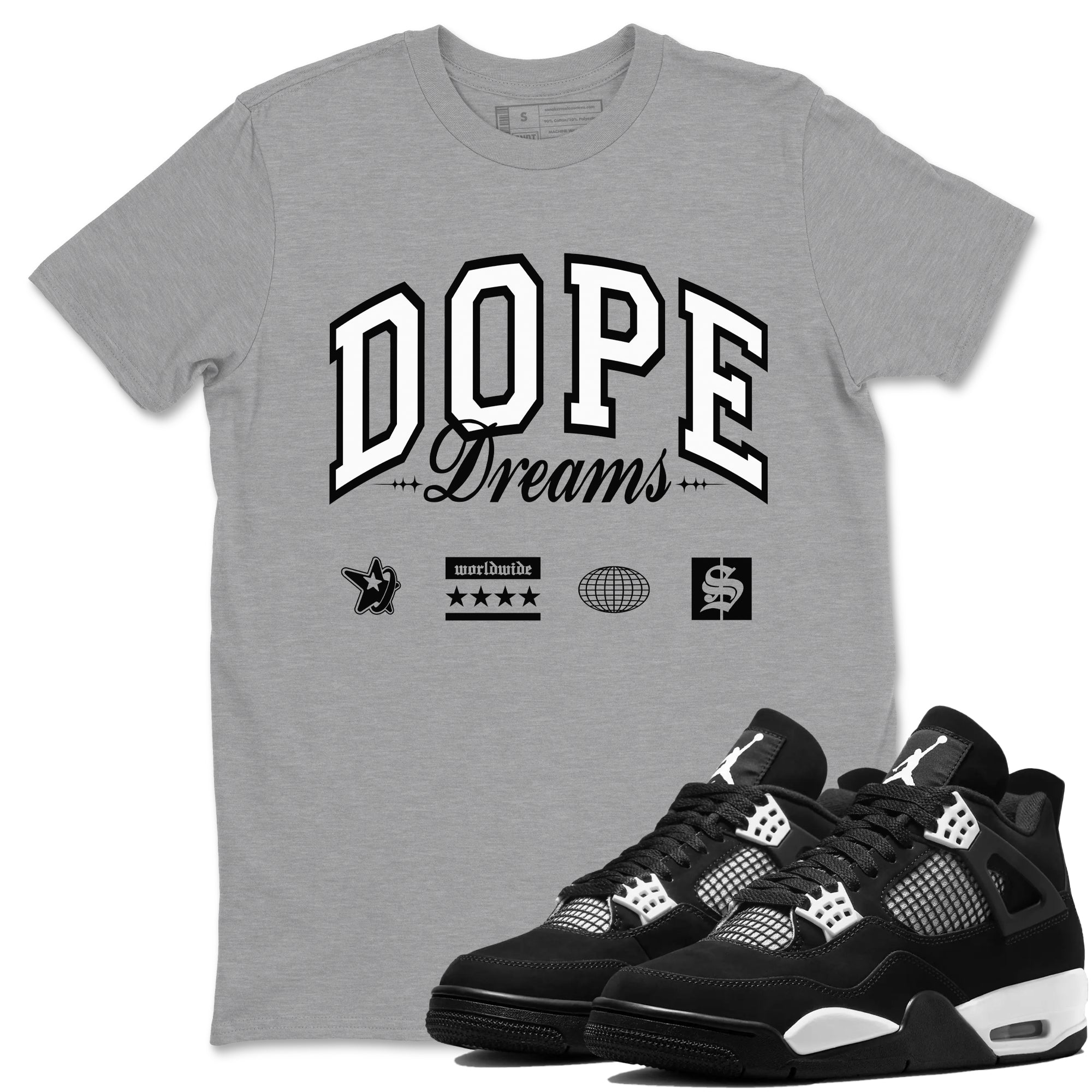 Dope Dreams Sneaker Tees - Air Jordan 4 White Thunder
