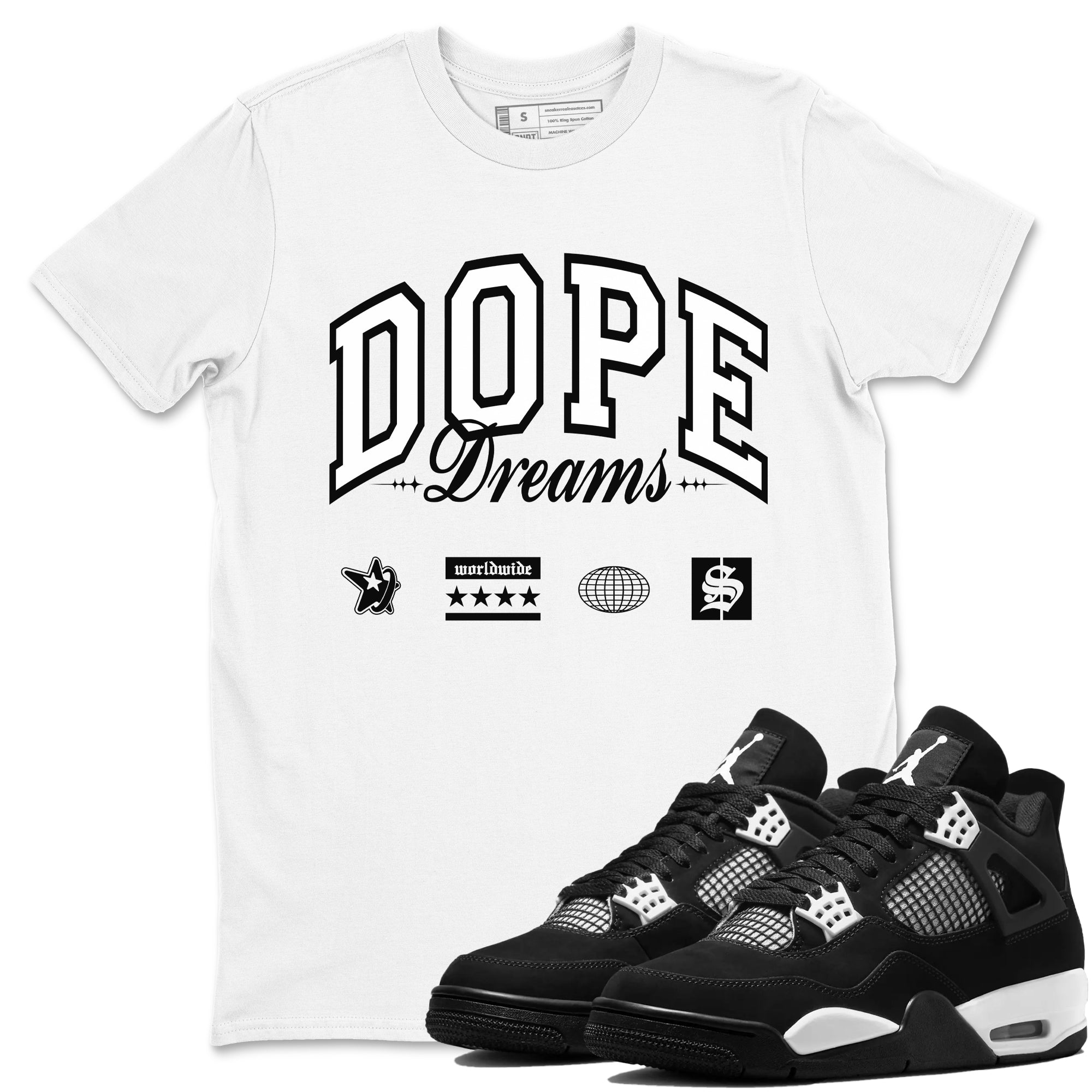 Dope Dreams Sneaker Tees - Air Jordan 4 White Thunder