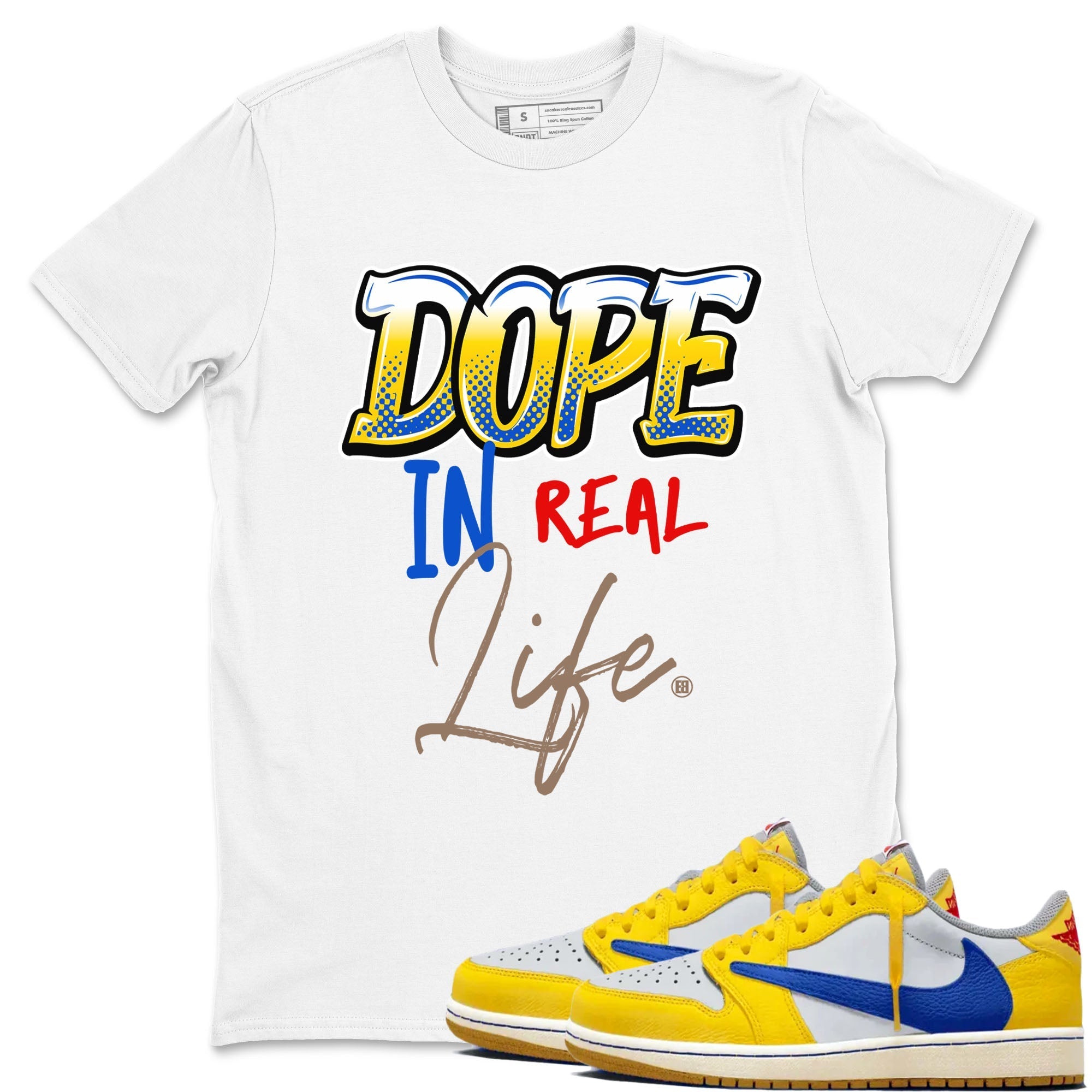 Dope In Real Life Sneaker Tees - Air Jordan 1 Travis Scott Canary
