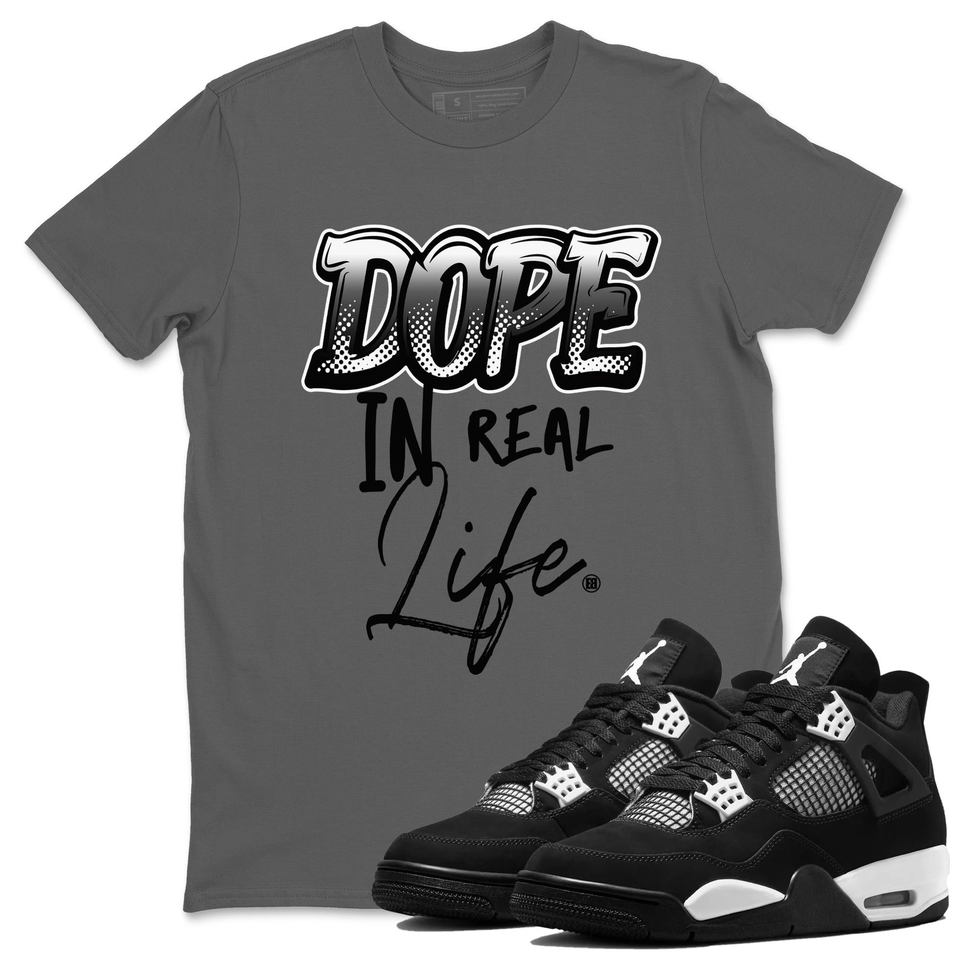 Dope In Real Life Sneaker Tees - Air Jordan 4 White Thunder
