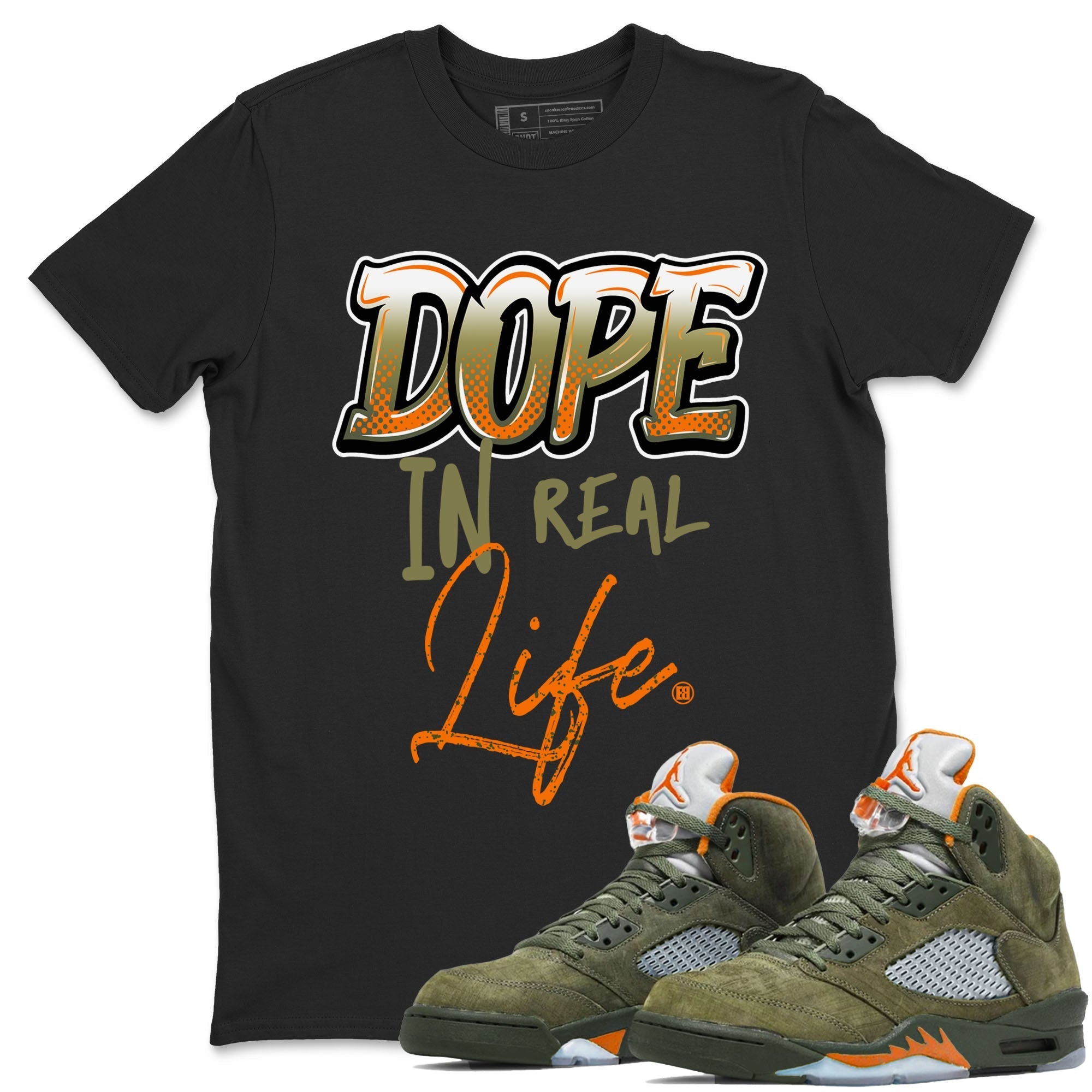 Dope In Real Life Sneaker Tees - Air Jordan 5 Olive