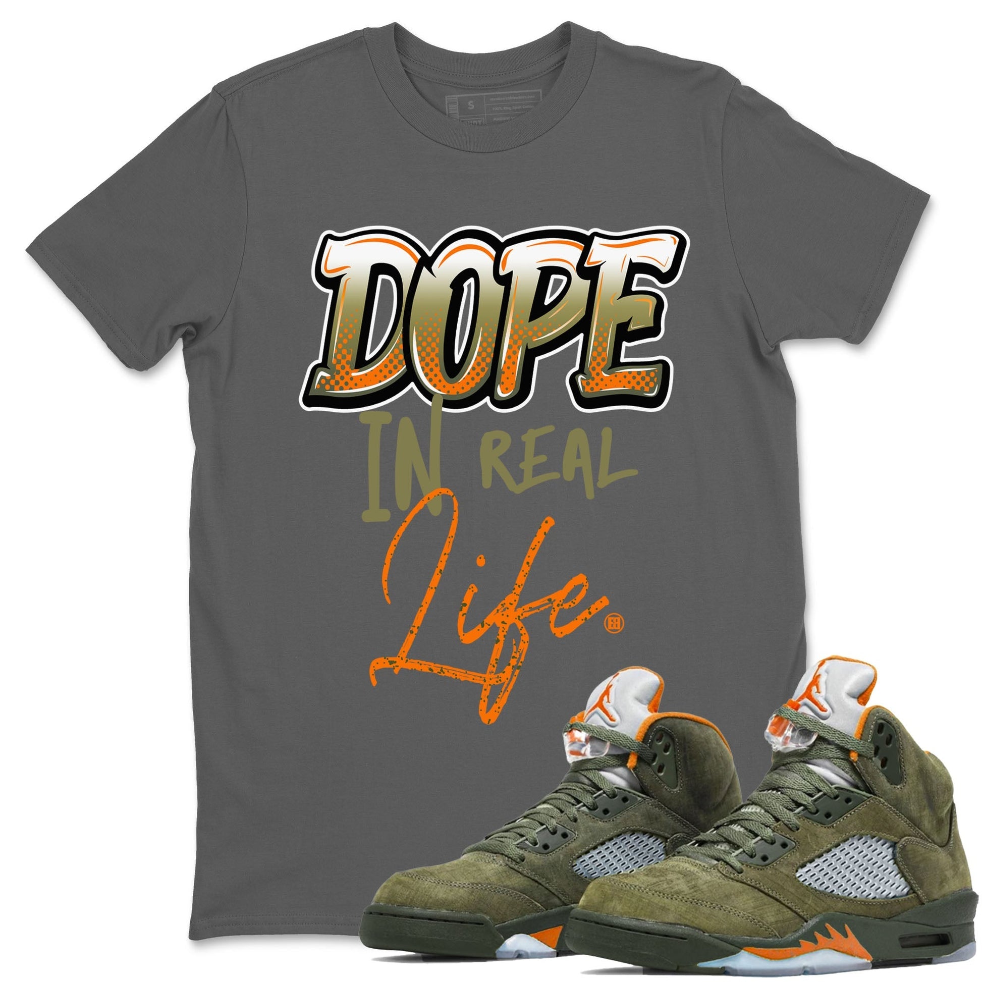 Dope In Real Life Sneaker Tees - Air Jordan 5 Olive