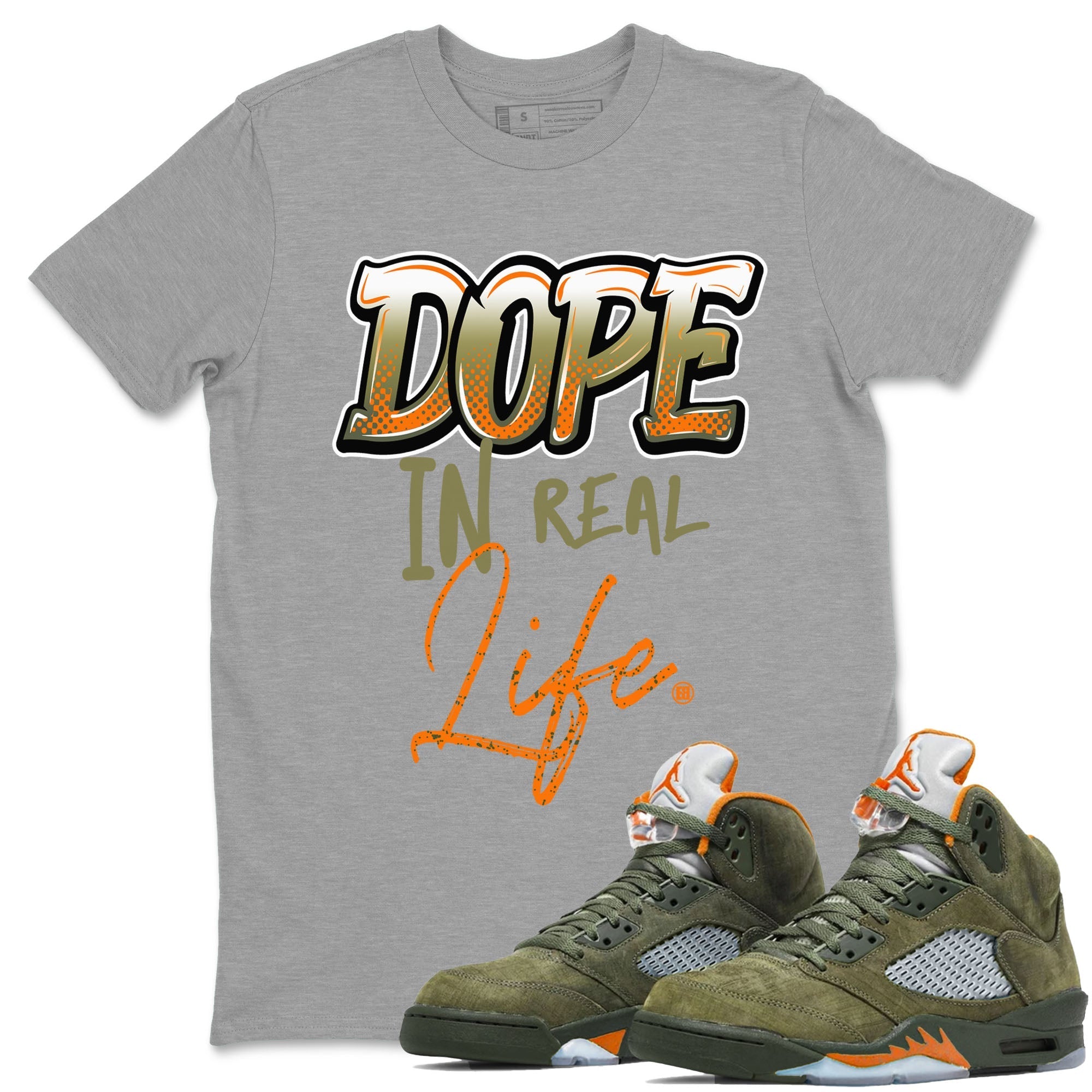 Dope In Real Life Sneaker Tees - Air Jordan 5 Olive