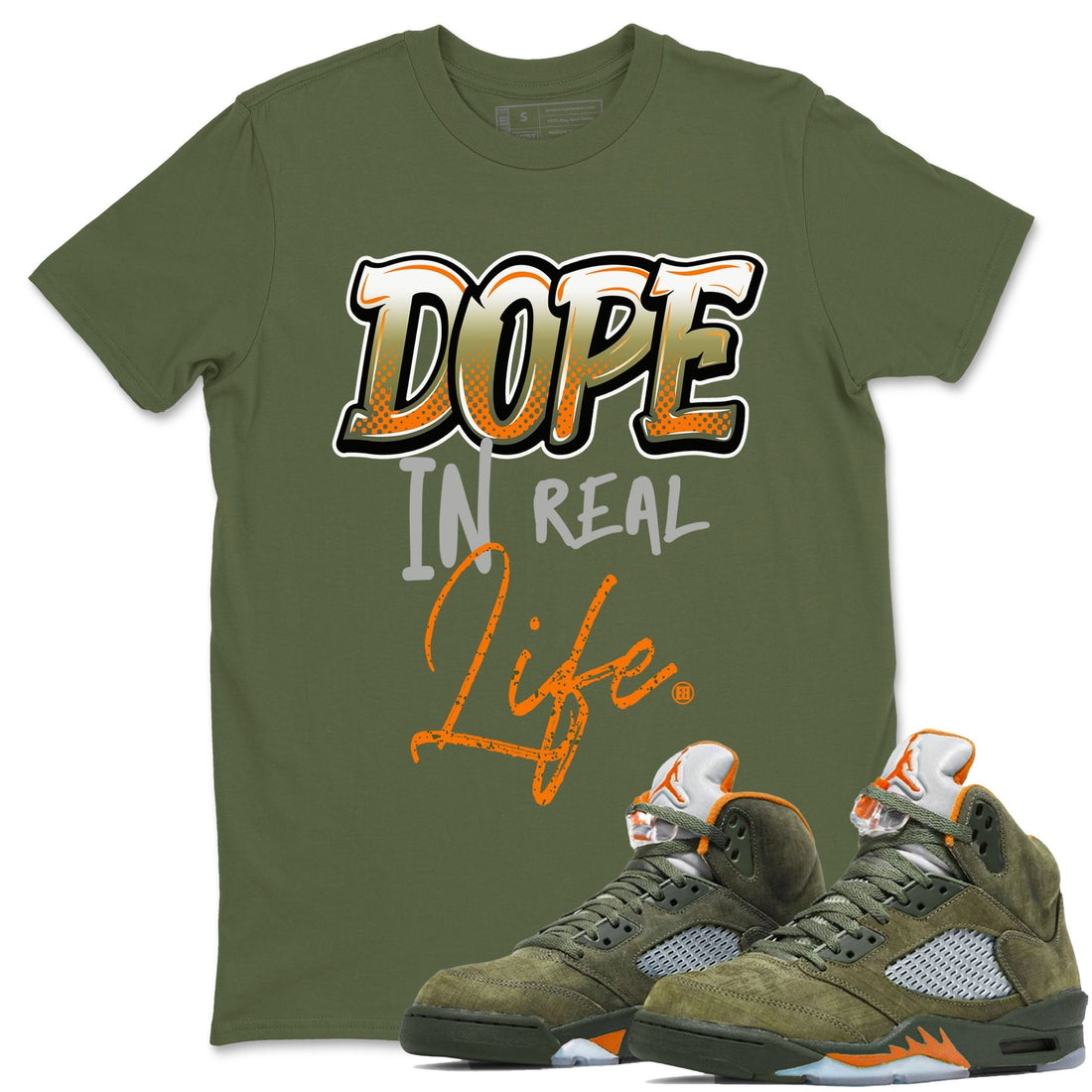 Dope In Real Life Sneaker Tees - Air Jordan 5 Olive
