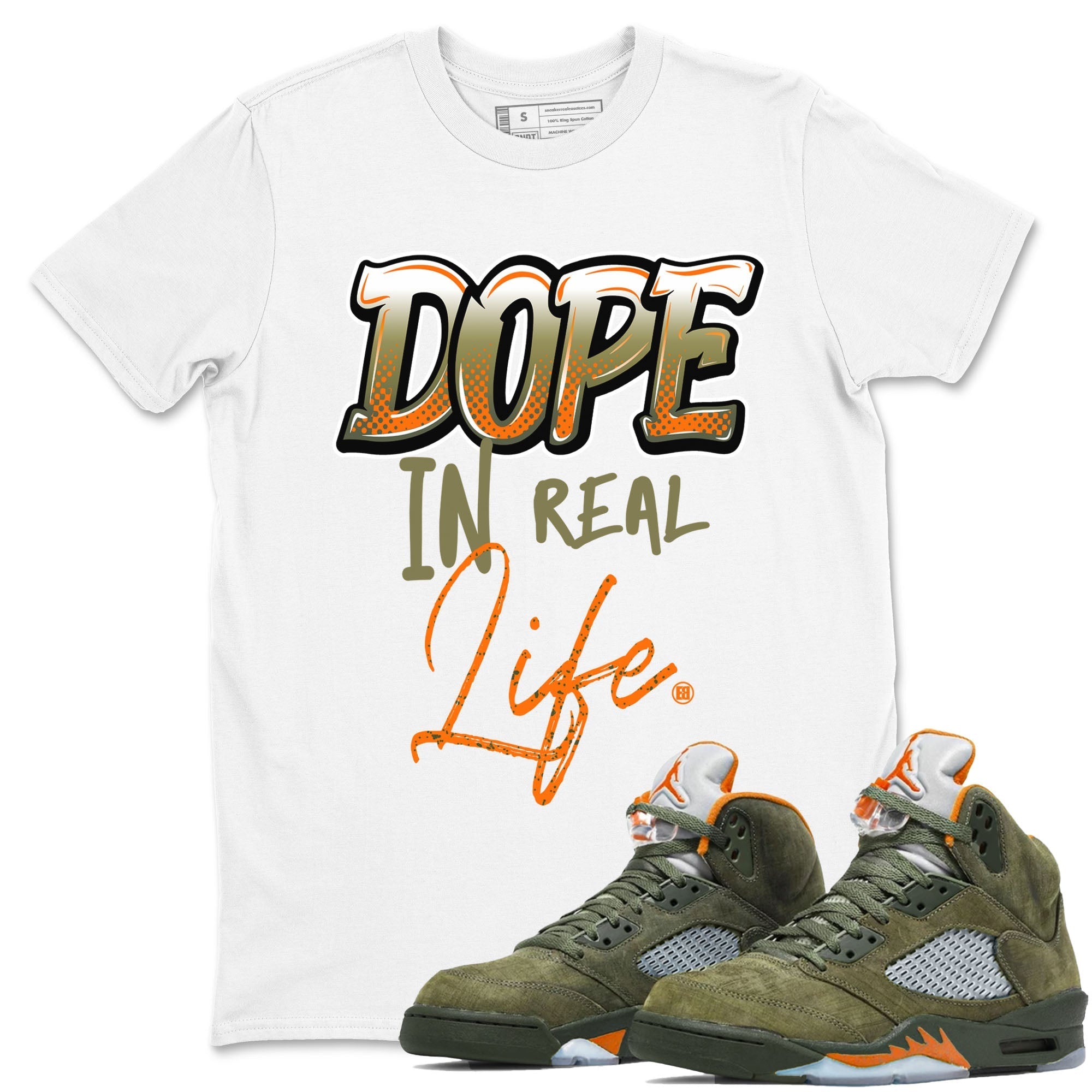 Dope In Real Life Sneaker Tees - Air Jordan 5 Olive