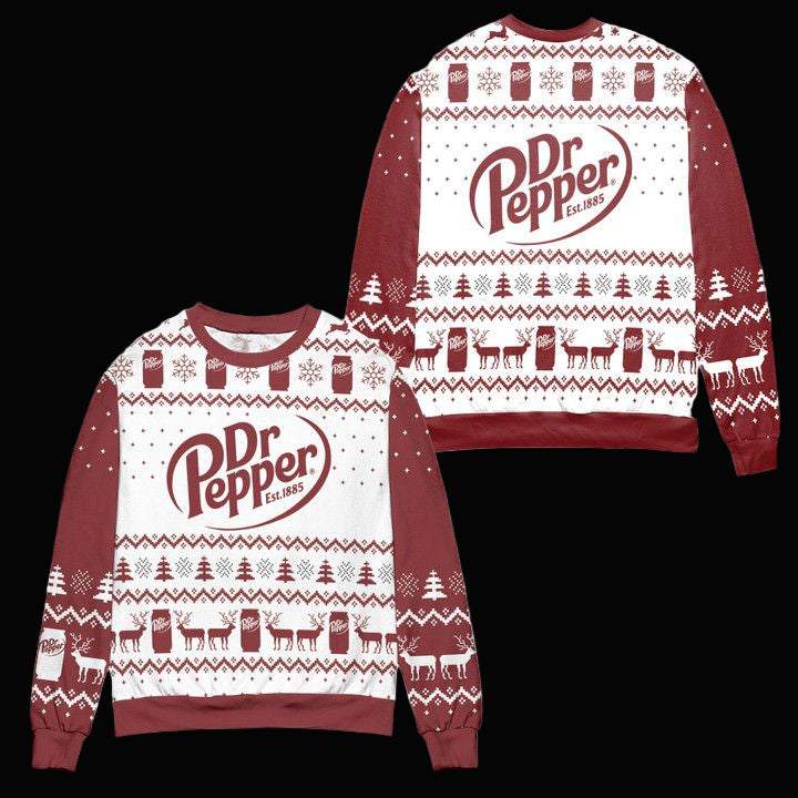 Dr Pepper Soda Logo Snowflakes Pattern Ugly Christmas Sweater ? Usalast