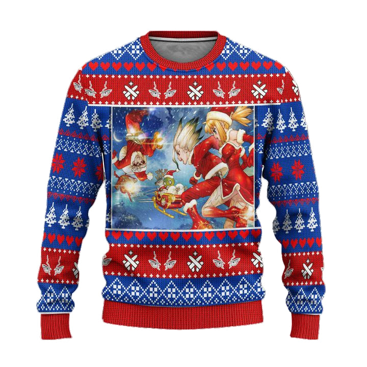 Dr Stone Anime Ugly Christmas Sweater Custom Characters Xmas Gift ? Usalast