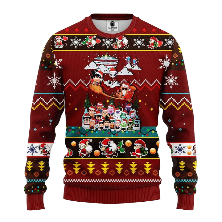 Dragon Ball Anime Ugly Christmas Sweater Red Brown 1 Amazing Gift Idea Thanksgiving Gift ? Usalast