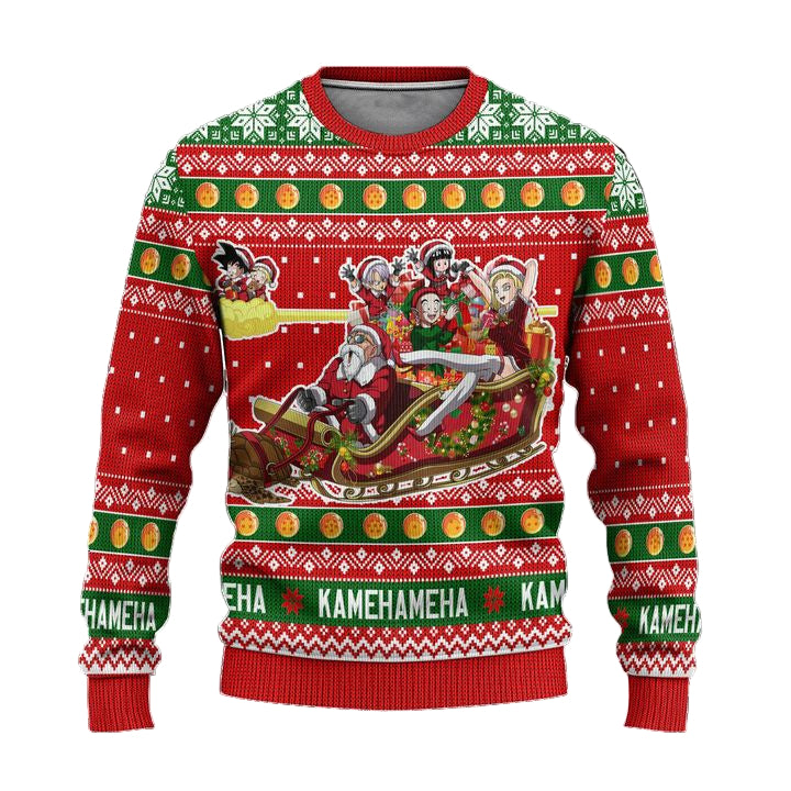 Dragon Ball Anime Ugly Christmas Sweater Red Characters Xmas Gift ? Usalast