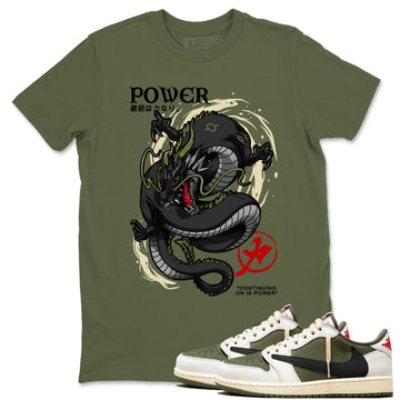 Dragon Power Sneaker Tees - Air Jordan 1 Travis Scott Medium Olive