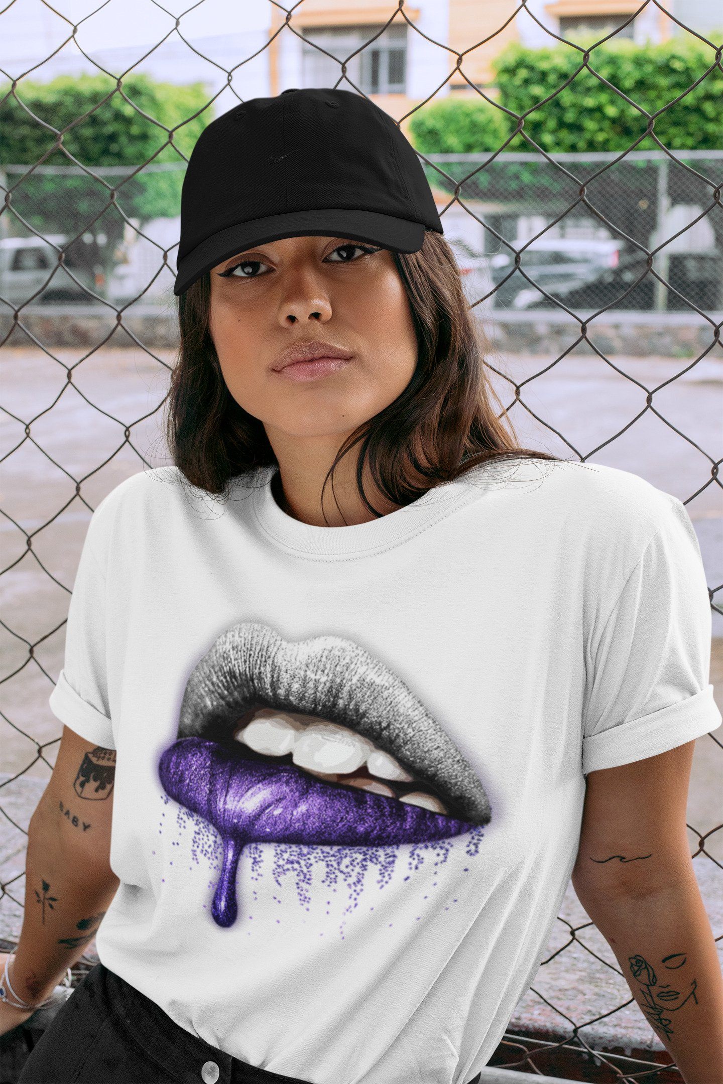 Dripping Lips Unisex Tops - Air Jordan 1 WMNS Court Purple