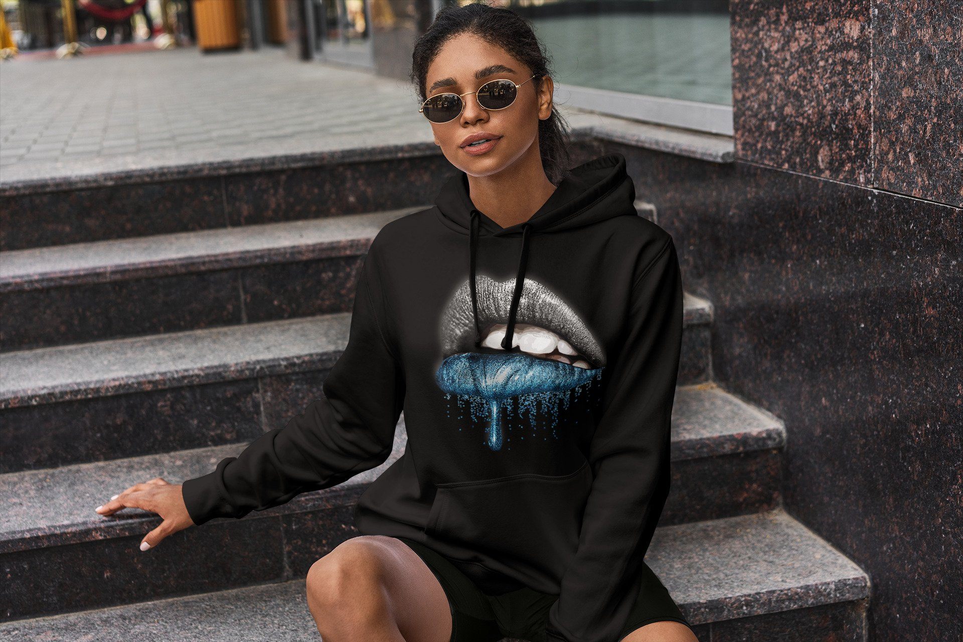 Dripping Lips Unisex Tops - Yeezy 700 Bright Cyan