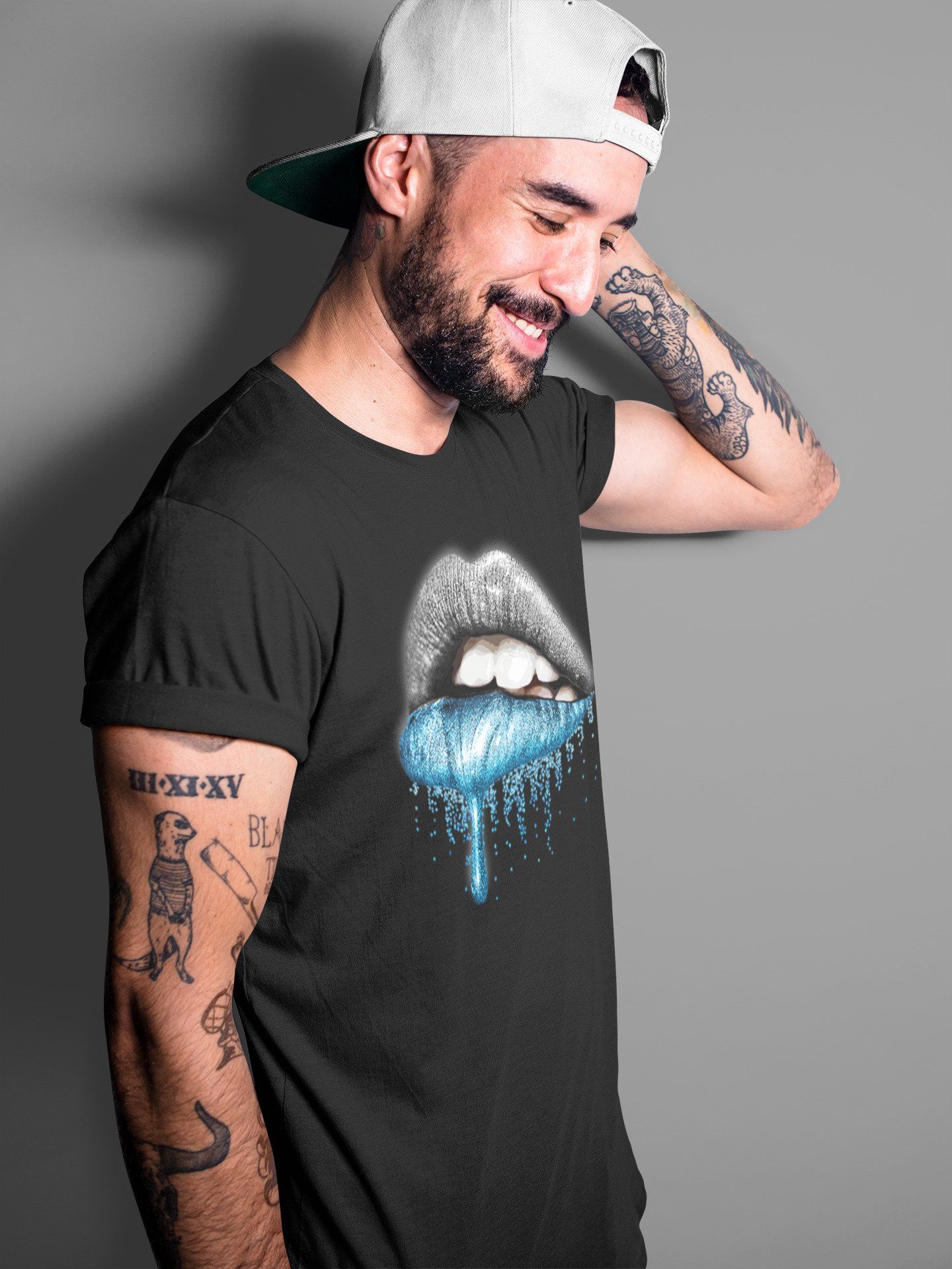 Dripping Lips Unisex Tops - Yeezy 700 Bright Cyan
