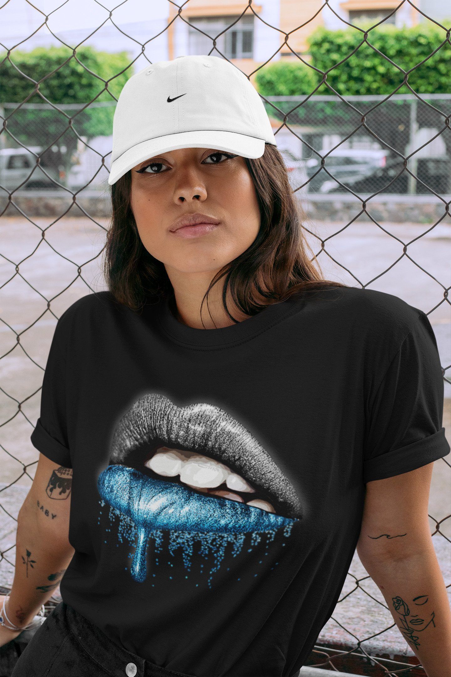 Dripping Lips Unisex Tops - Yeezy 700 Bright Cyan