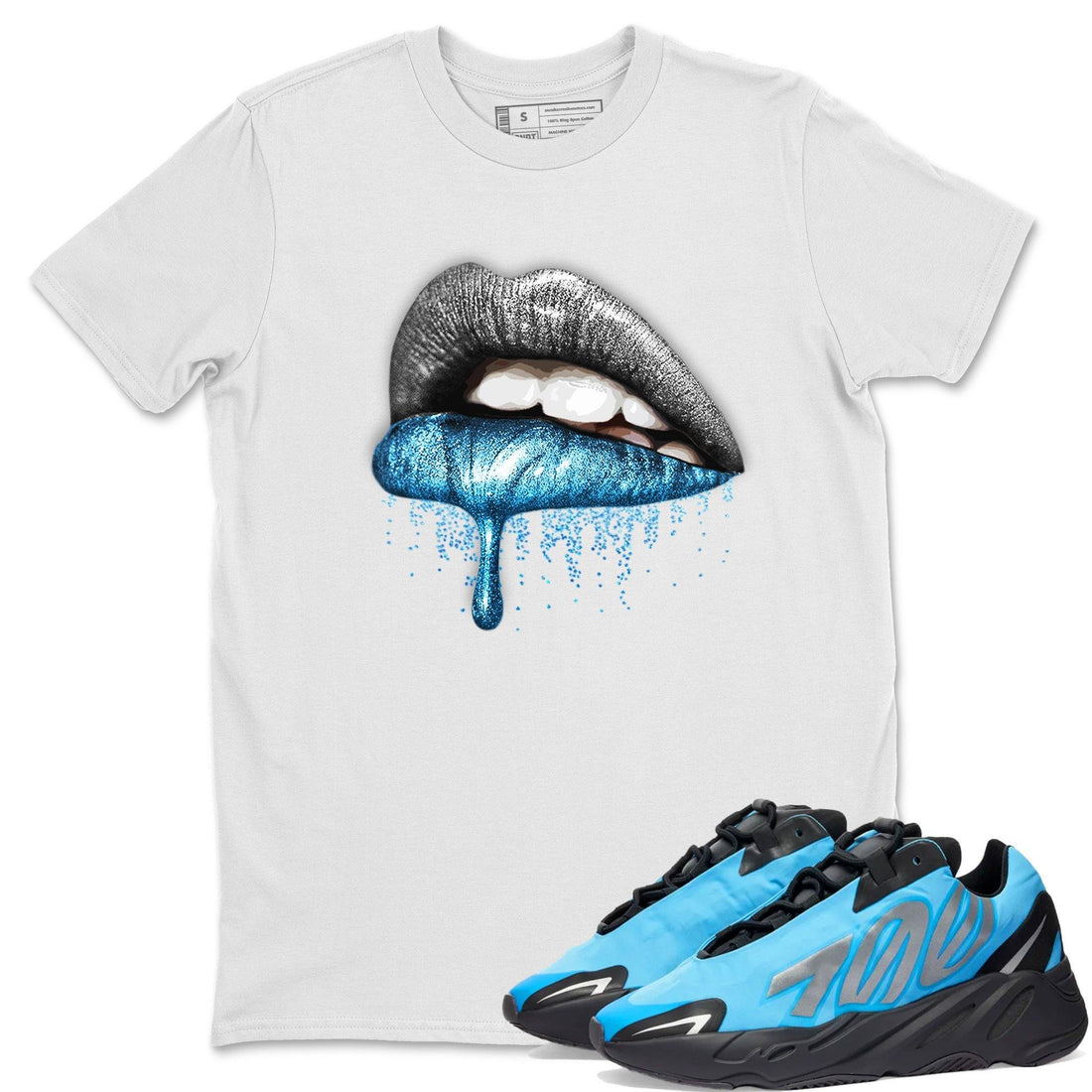 Dripping Lips Unisex Tops - Yeezy 700 Bright Cyan