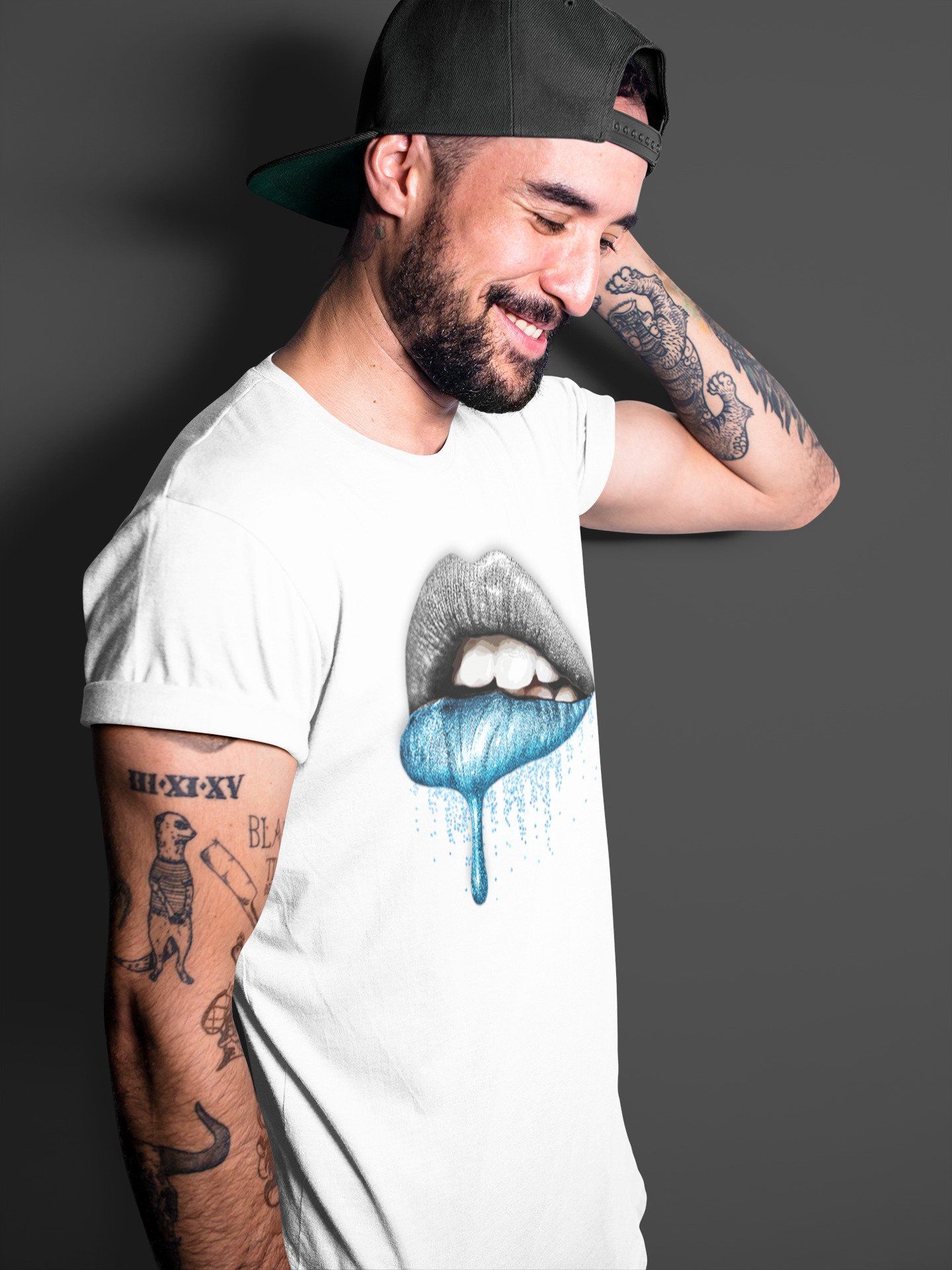 Dripping Lips Unisex Tops - Yeezy 700 Bright Cyan