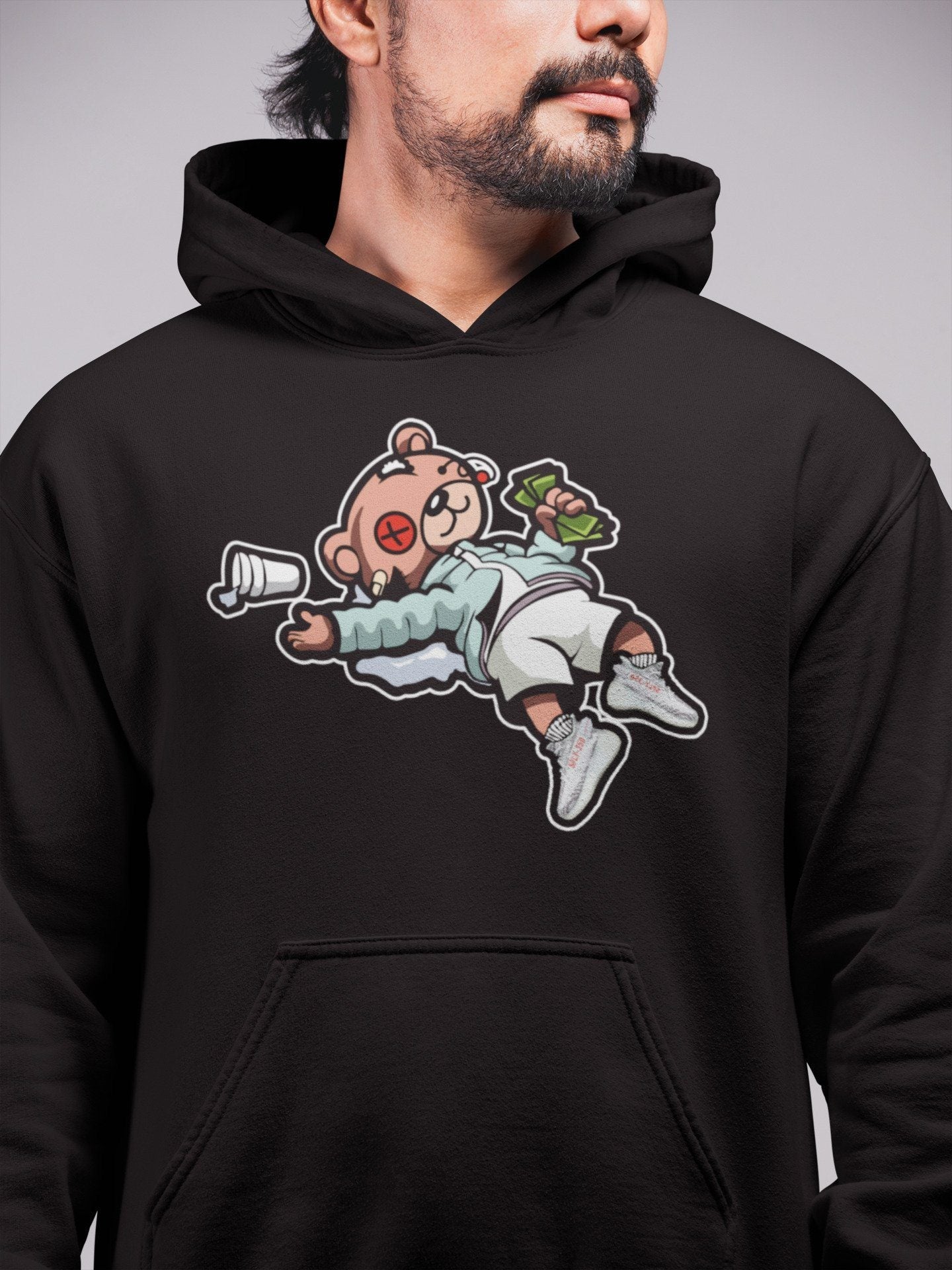 Drunk Teddy Bear Unisex Tops - Yeezy 350 Blue Tint