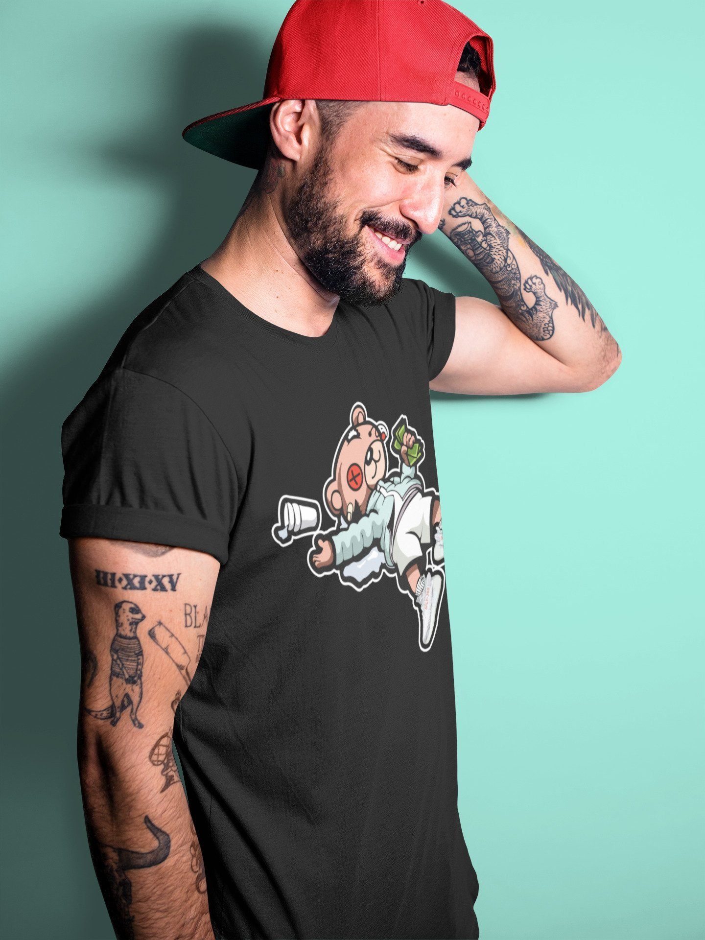 Drunk Teddy Bear Unisex Tops - Yeezy 350 Blue Tint