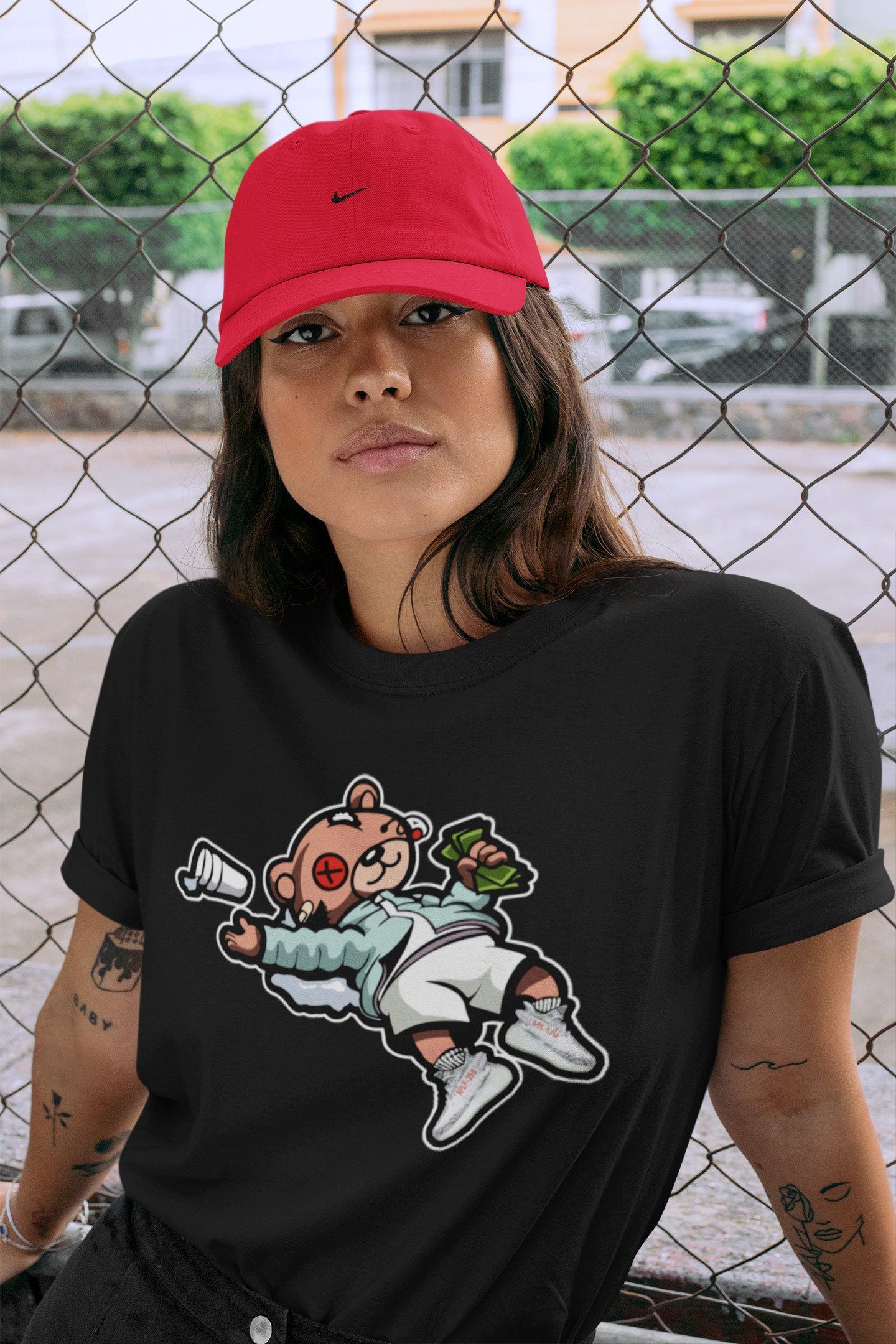 Drunk Teddy Bear Unisex Tops - Yeezy 350 Blue Tint