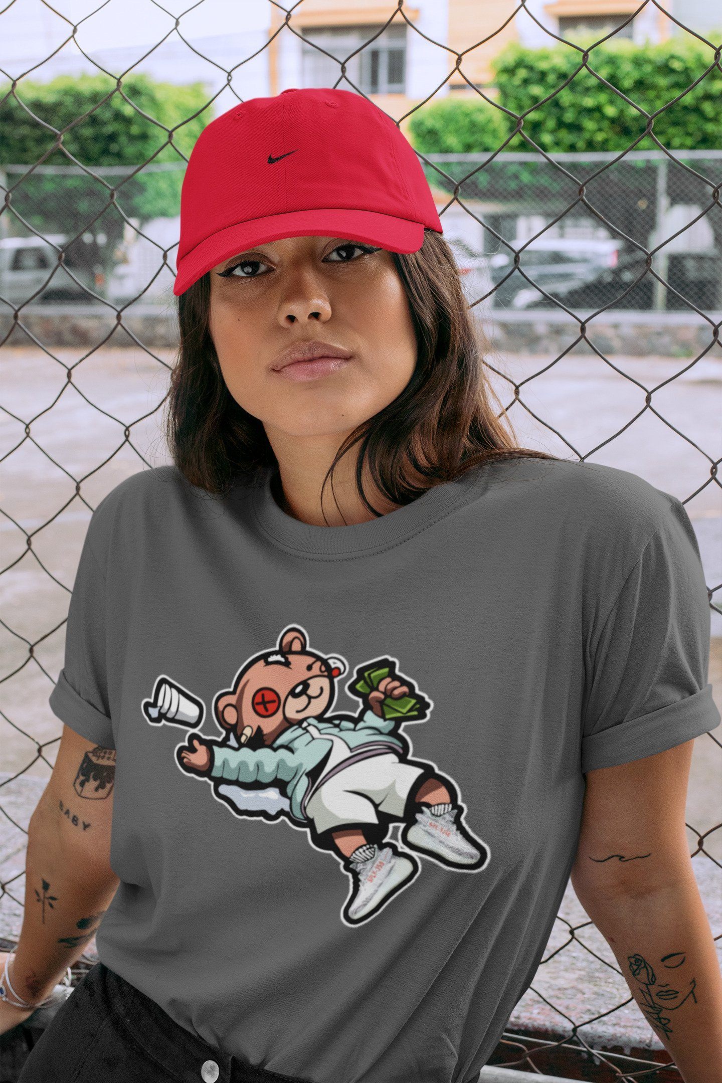 Drunk Teddy Bear Unisex Tops - Yeezy 350 Blue Tint
