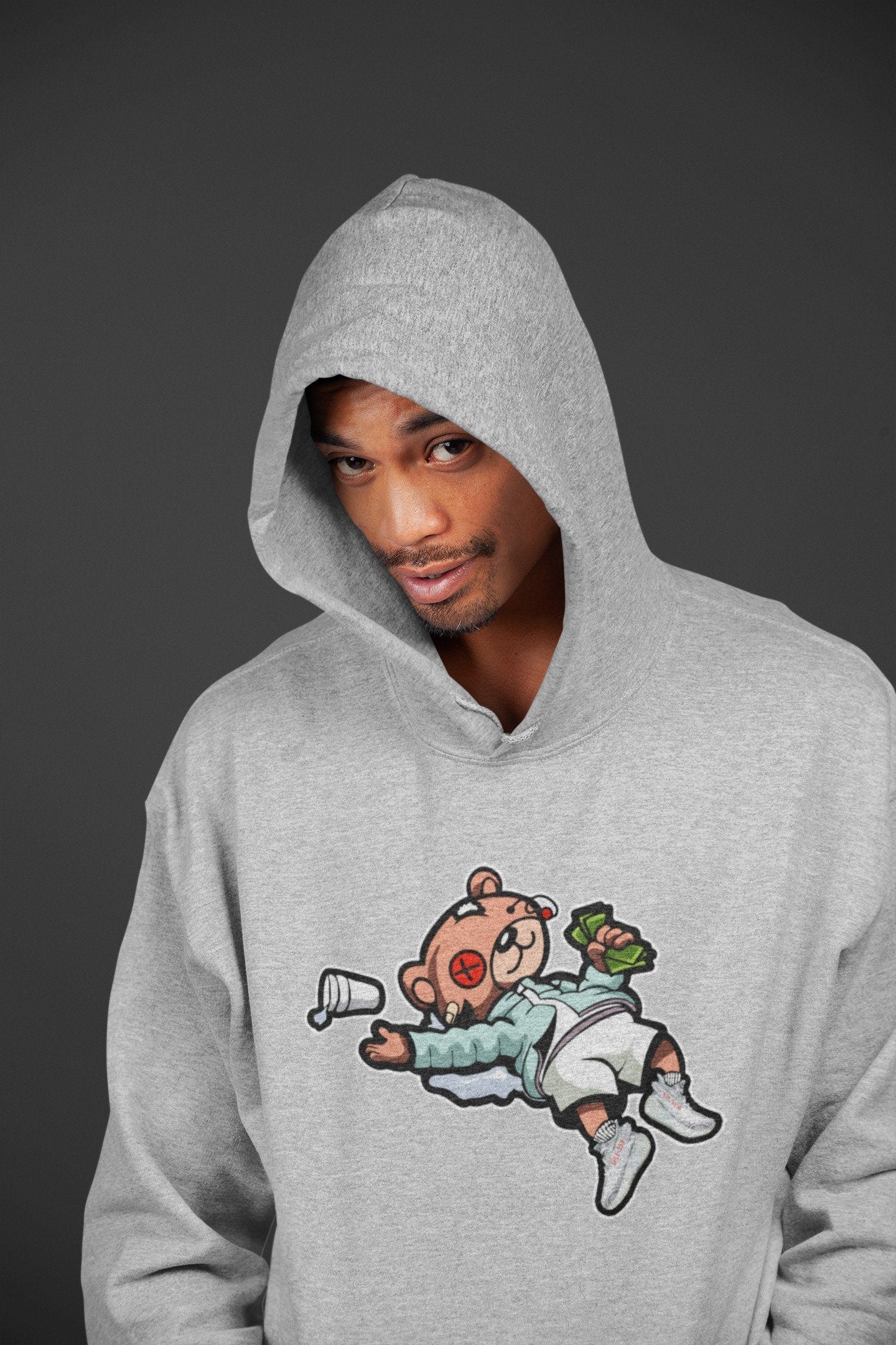 Drunk Teddy Bear Unisex Tops - Yeezy 350 Blue Tint