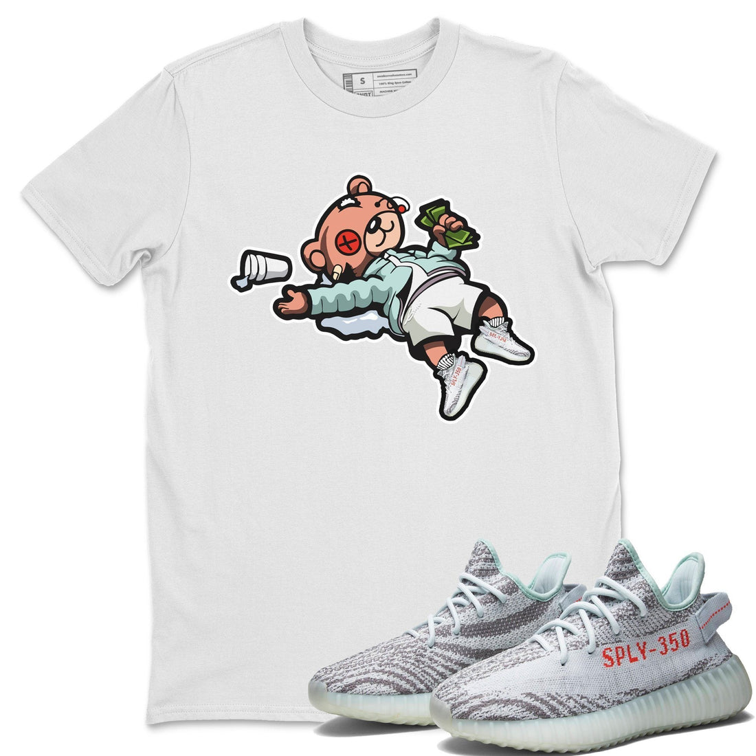 Drunk Teddy Bear Unisex Tops - Yeezy 350 Blue Tint