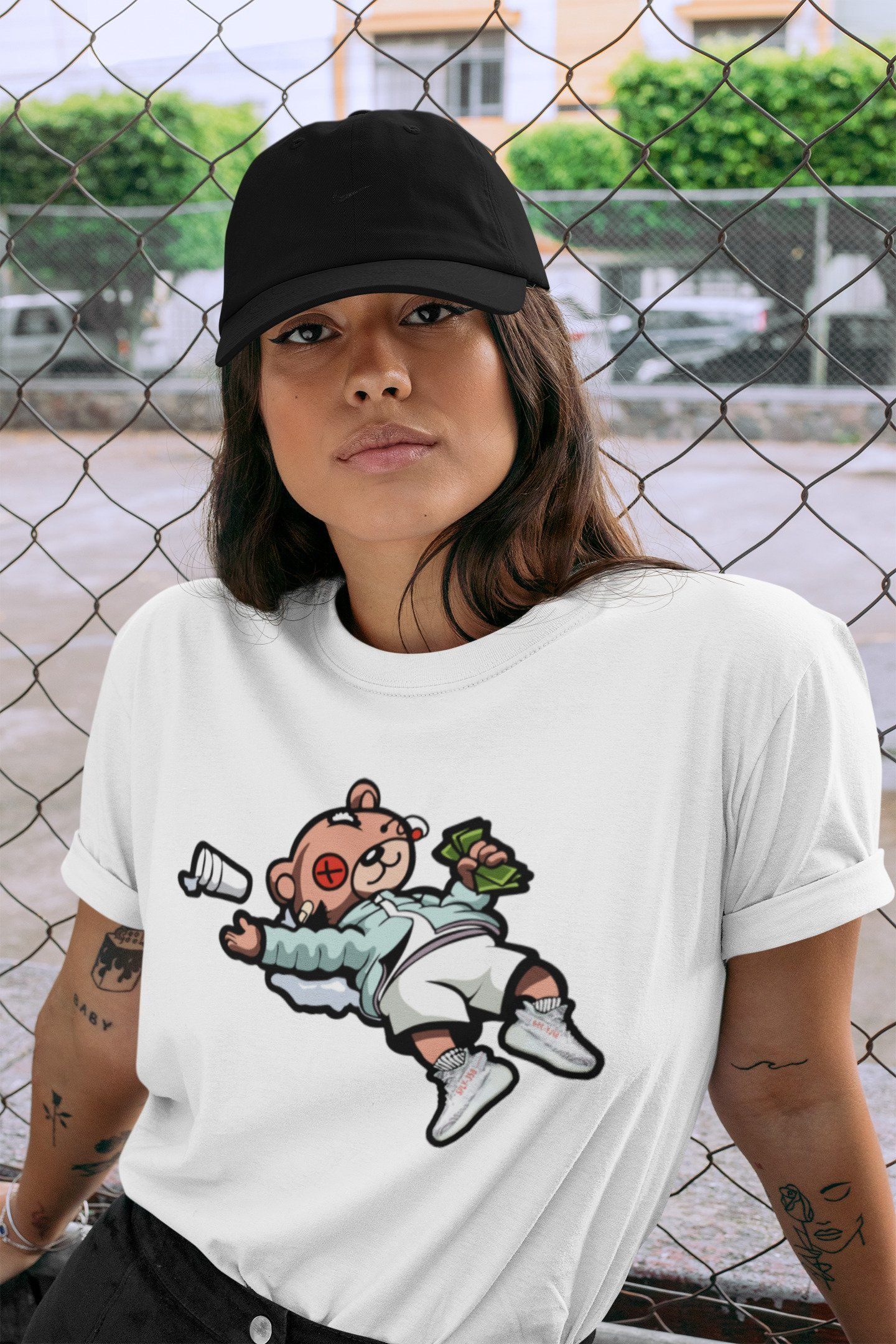 Drunk Teddy Bear Unisex Tops - Yeezy 350 Blue Tint