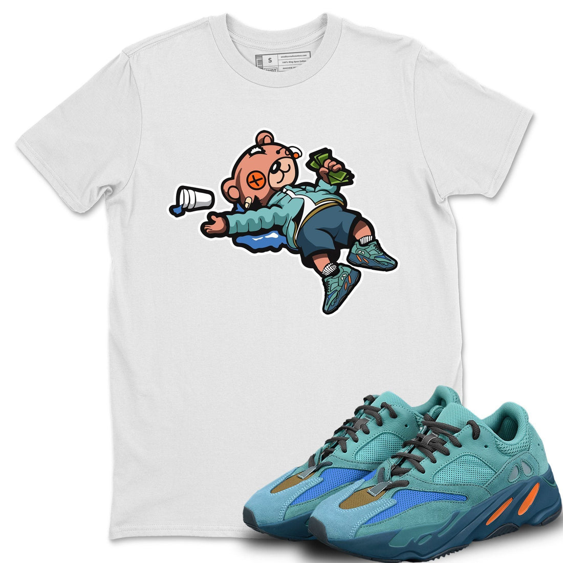 Drunk Teddy Bear Unisex Tops - Yeezy 700 Faded Azure