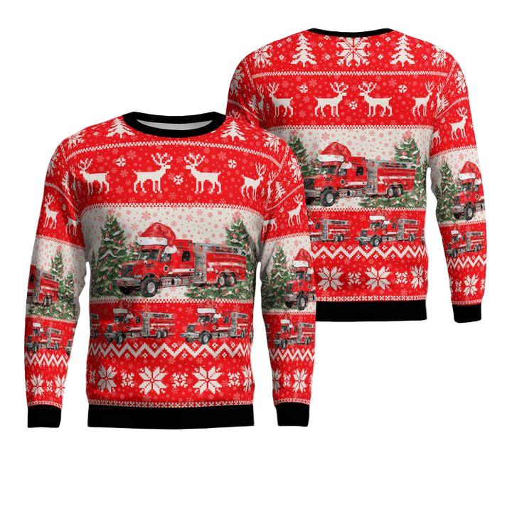 Dublin Pulaski County Virginia Volvo Fire Brigade Tanker 33 Christmas Sweater 3D ? Usalast