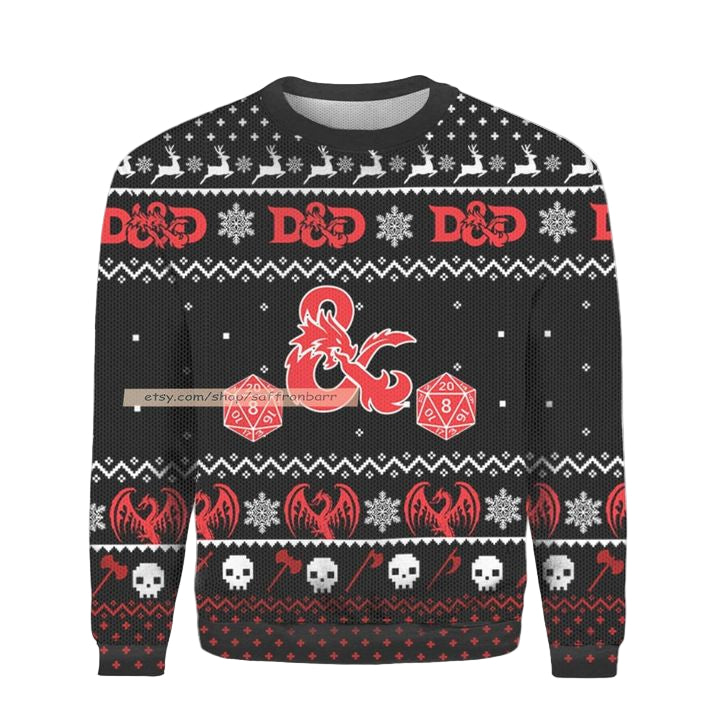 Dungeon And Dragons DnD Christmas 2022 Ugly 3D Sweater ? Usalast