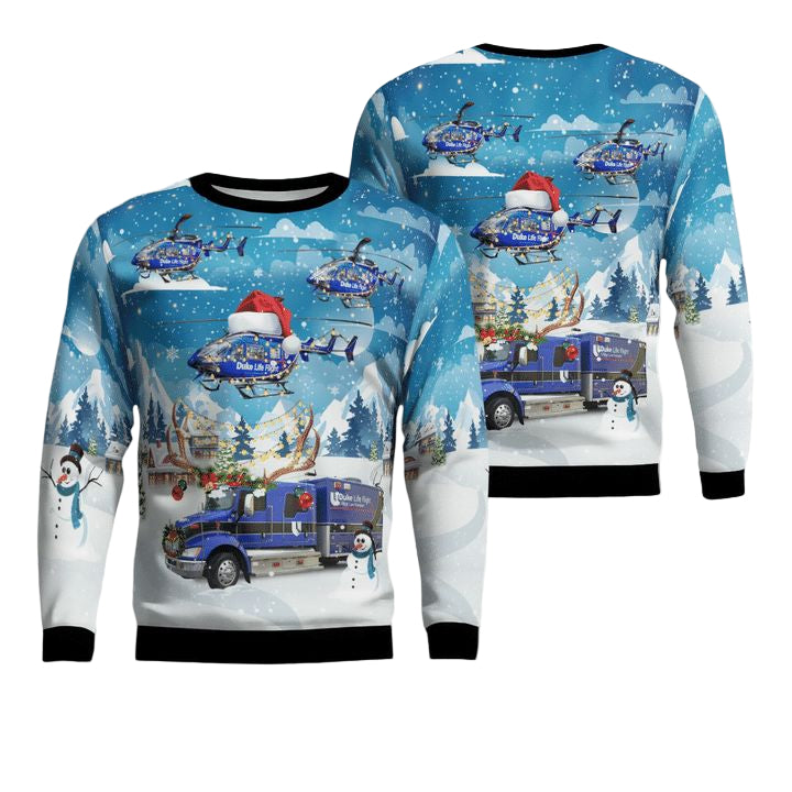 Durham North Carolina Duke Life Flight Ambulance And EC-145 Helicopter Christmas Sweater 3D ? YI21 ? Usalast
