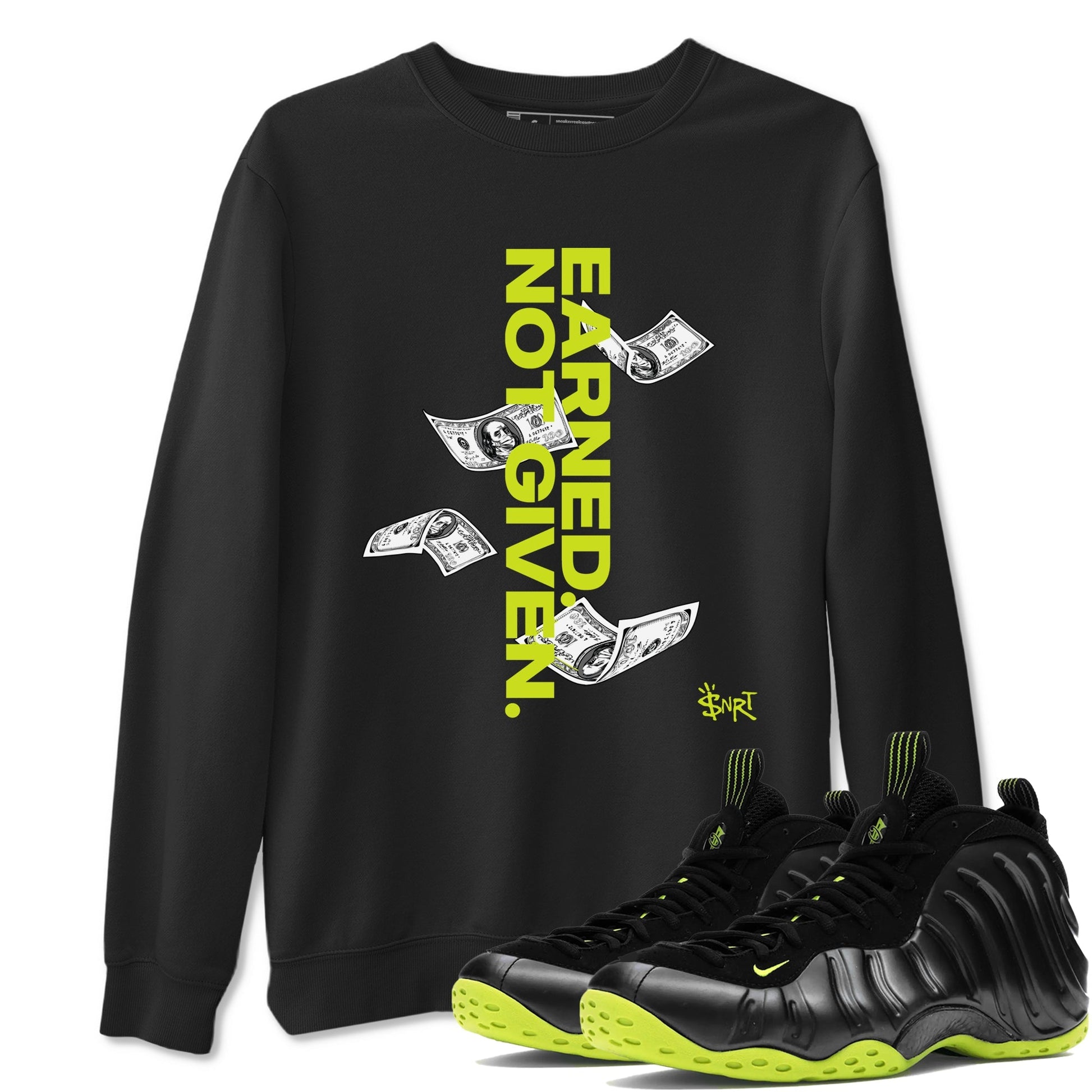 Earned Not Given Sneaker Tees - Air Foamposite One Black Volt