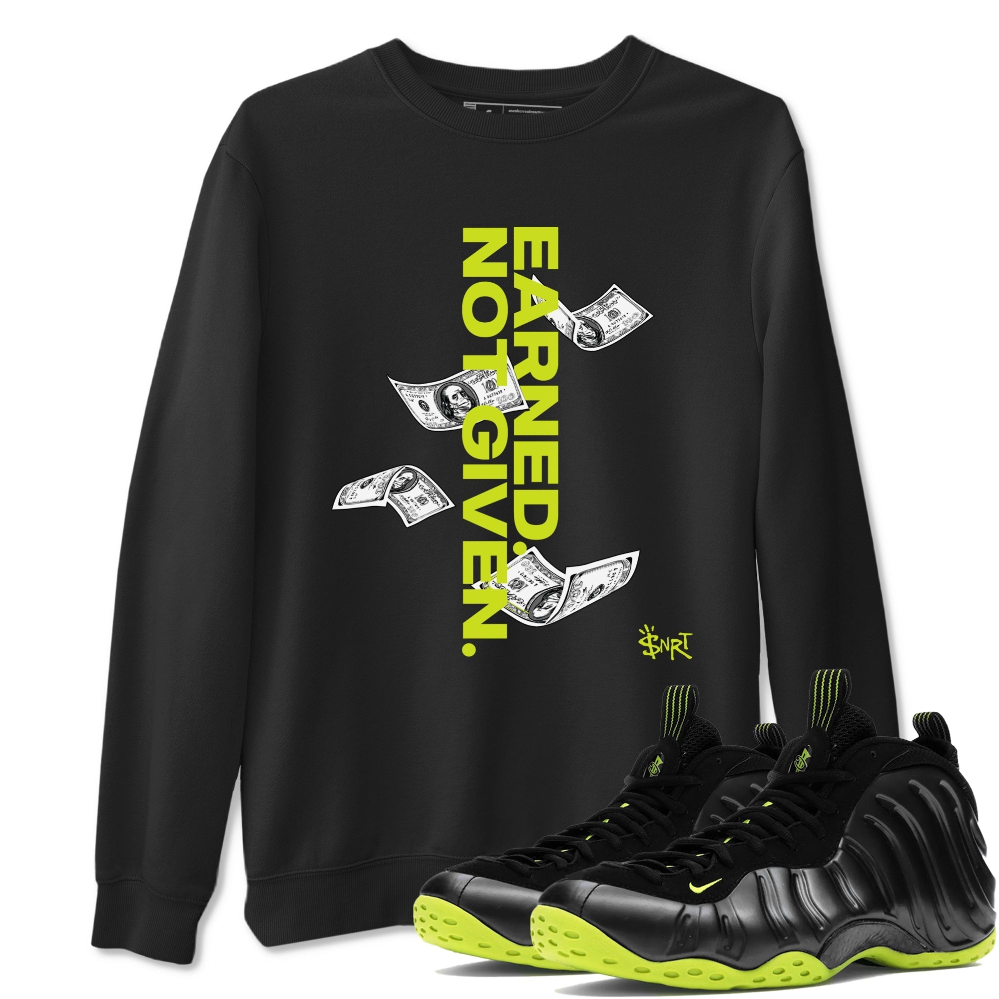 Earned Not Given Sneaker Tees - Air Foamposite One Black Volt