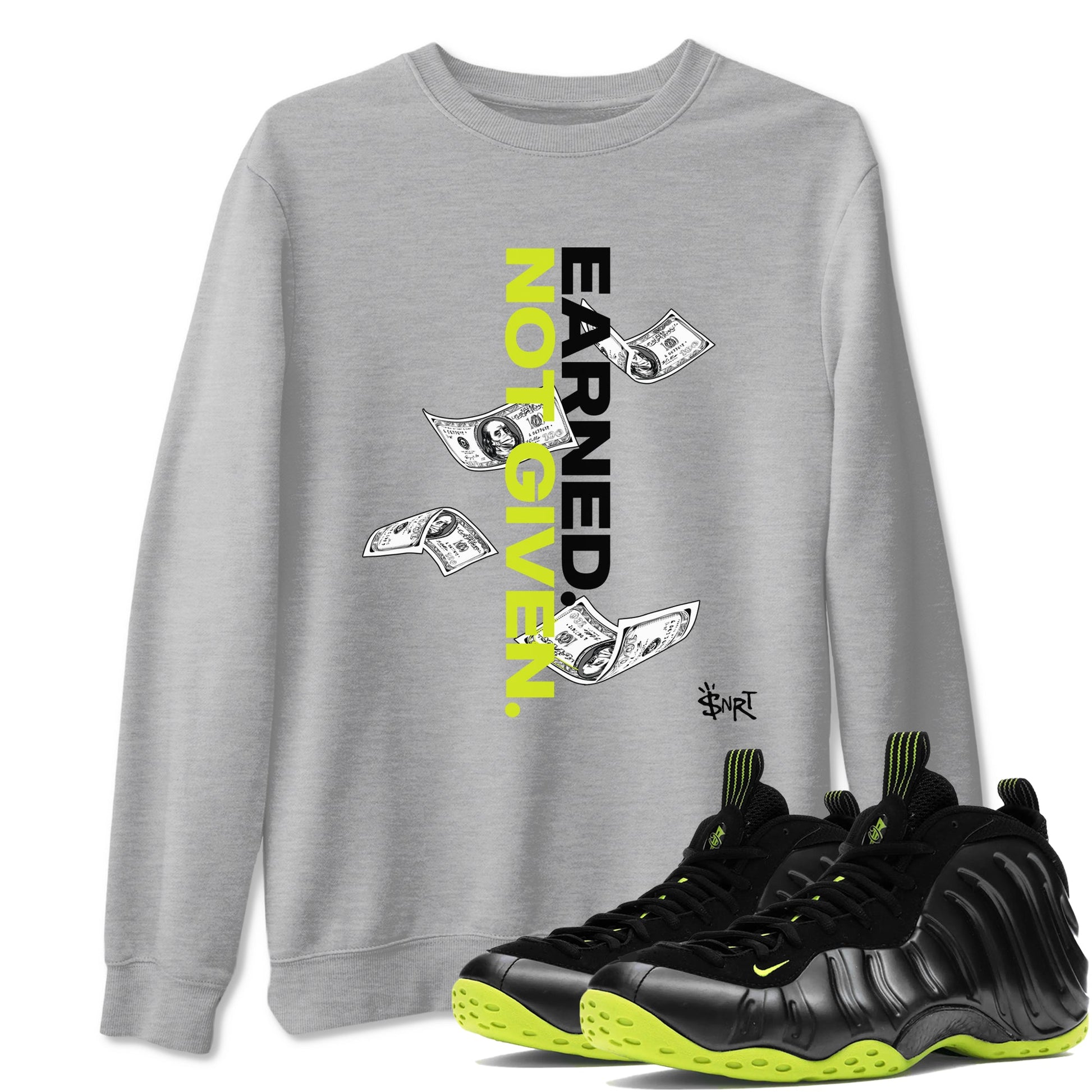 Earned Not Given Sneaker Tees - Air Foamposite One Black Volt