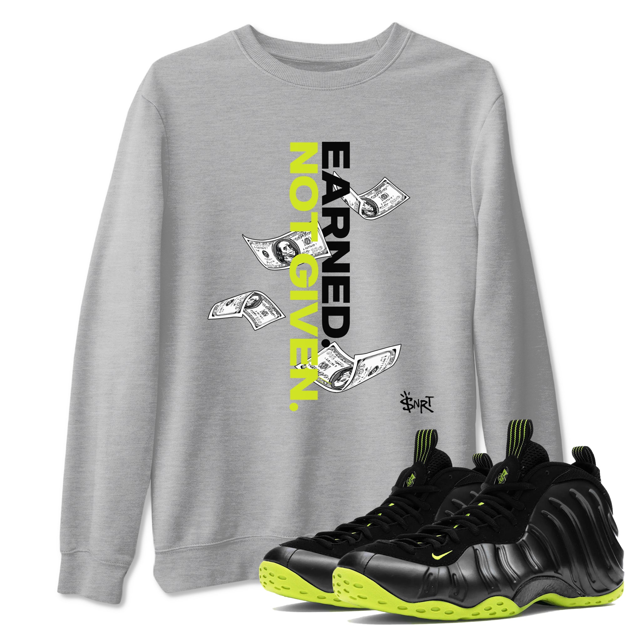 Earned Not Given Sneaker Tees - Air Foamposite One Black Volt