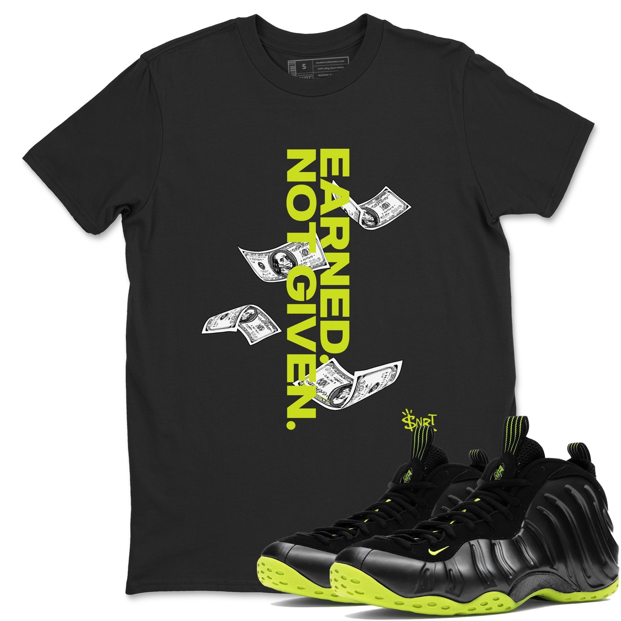 Earned Not Given Sneaker Tees - Air Foamposite One Black Volt