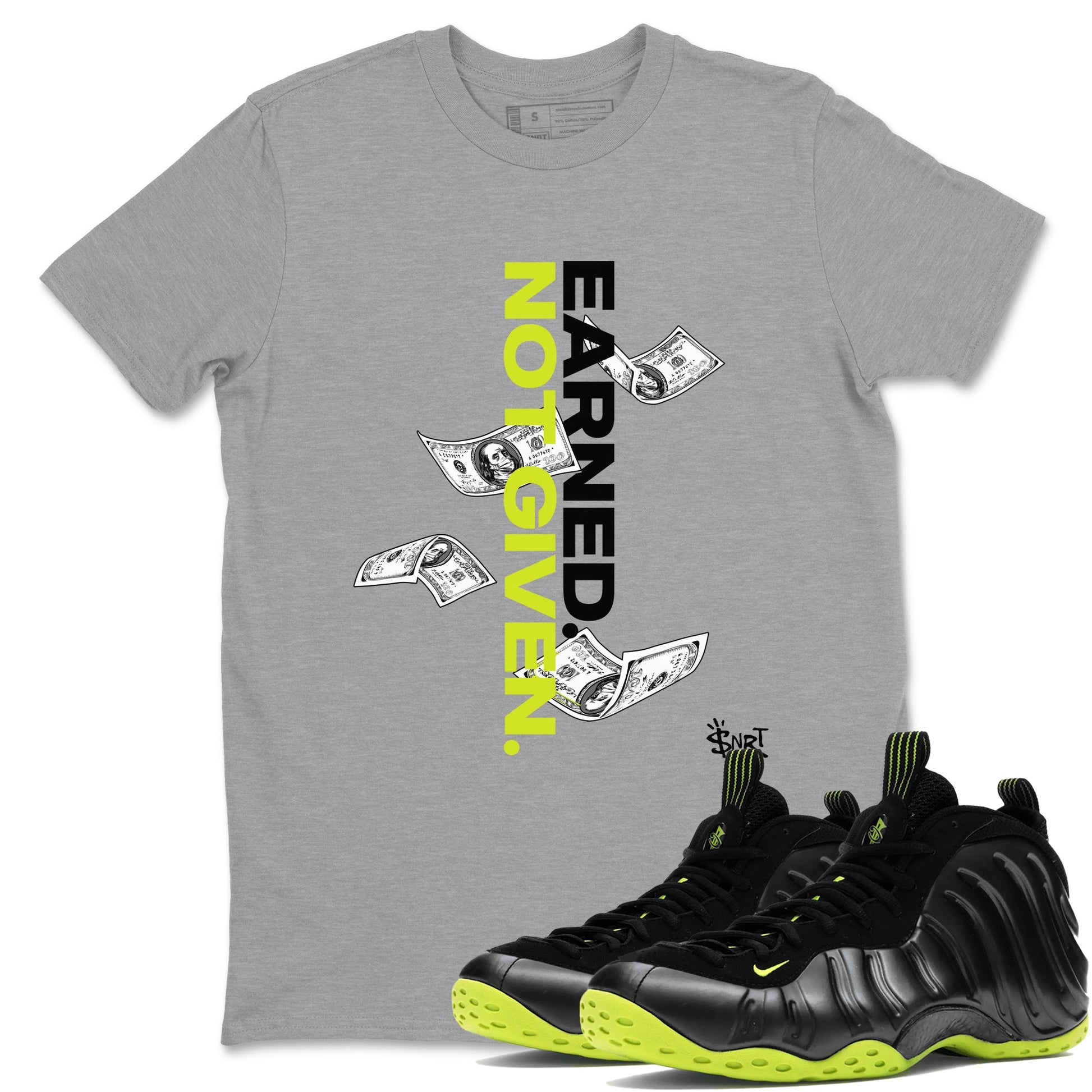 Earned Not Given Sneaker Tees - Air Foamposite One Black Volt