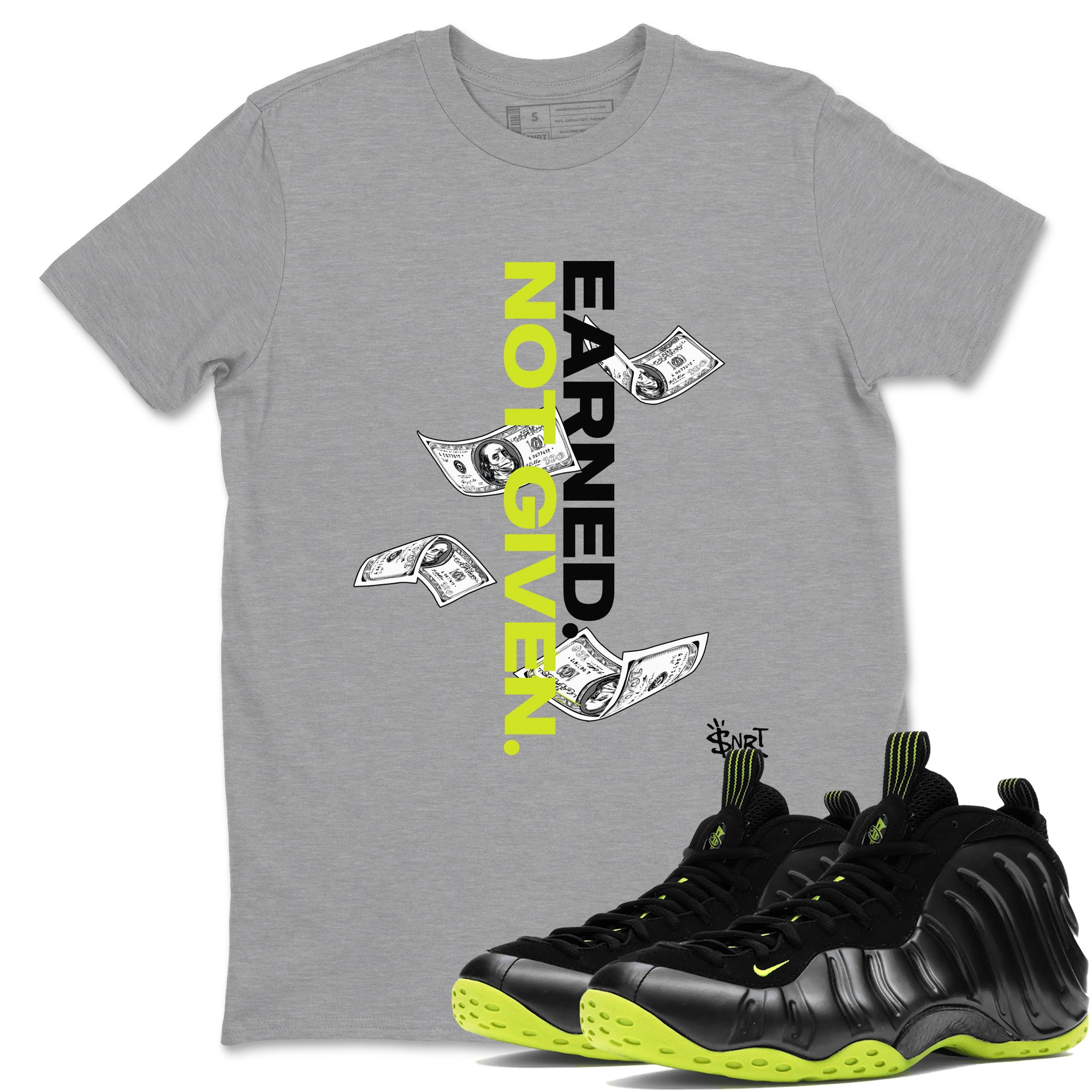 Earned Not Given Sneaker Tees - Air Foamposite One Black Volt
